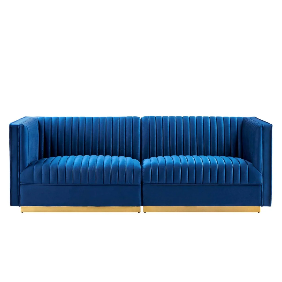 82 Inch Channel Tufted Performance Velvet Modular Sectional Sofa Loveseat - Image 17