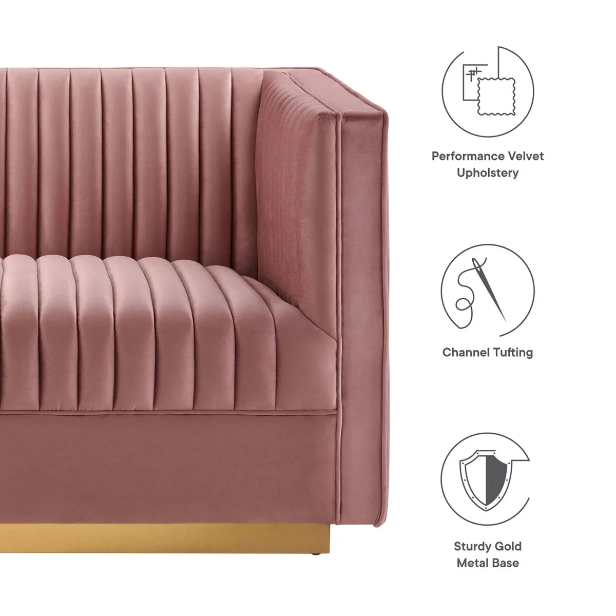 82 Inch Channel Tufted Performance Velvet Modular Sectional Sofa Loveseat - Image 2