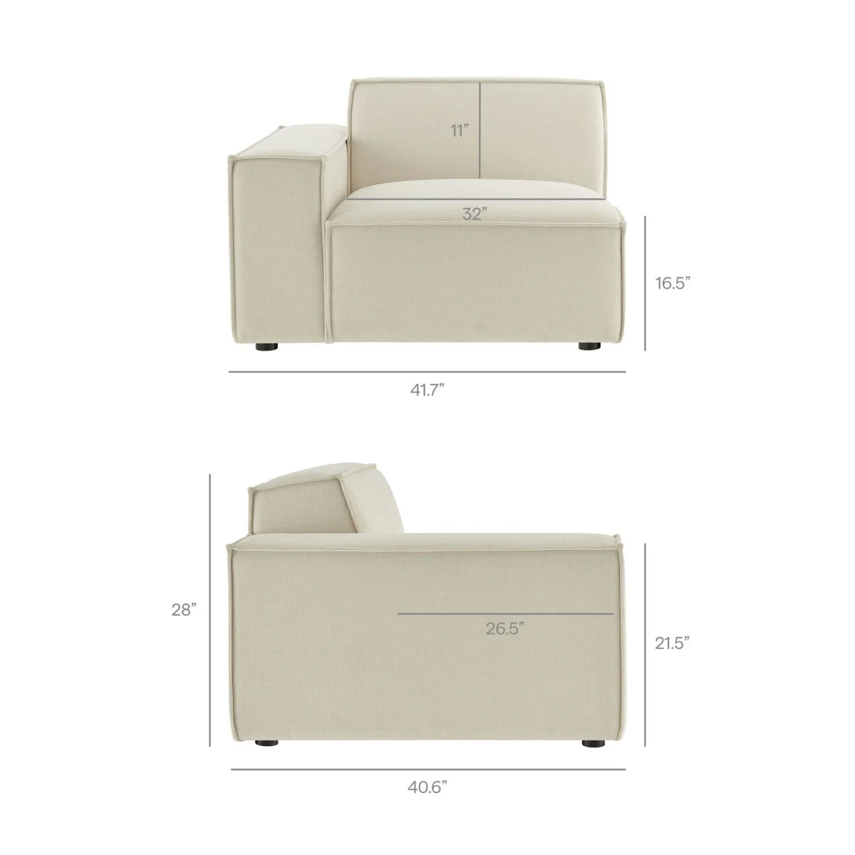 83 Inch 2-Piece Performance Fabric Upholstered Modular Loveseat - Image 4