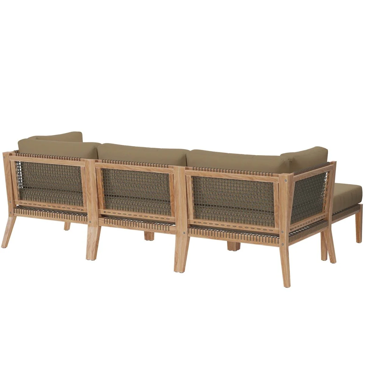 87" 4-Piece Teak Outdoor Sectional Sofa with Cushions and Weather-Resistant Frame - Image 52