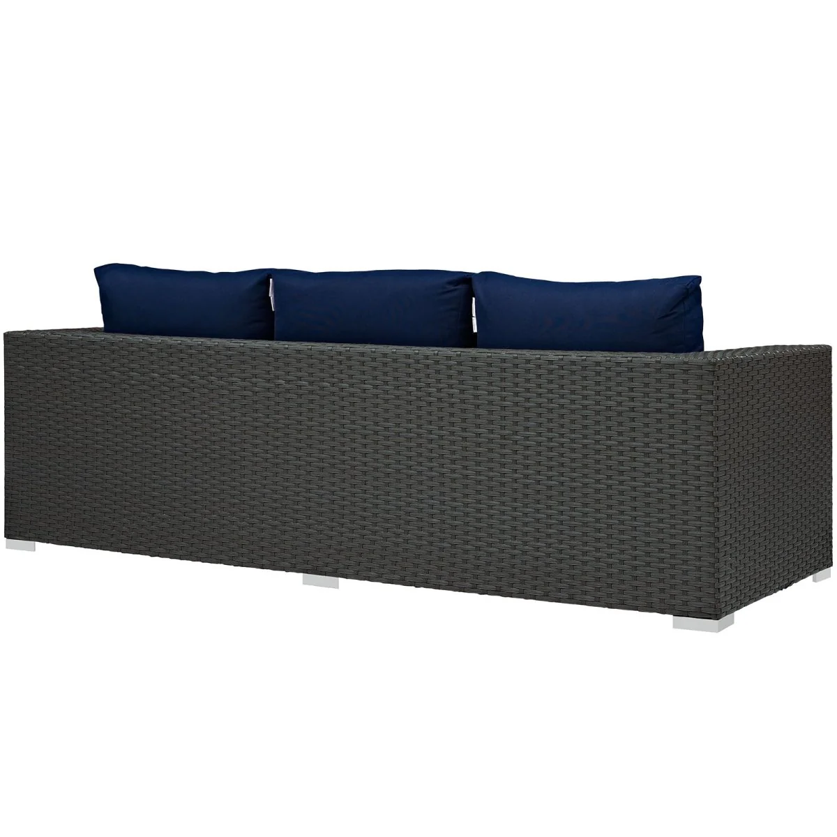 88" Woven Rattan Aluminum Outdoor Sofa with Sunbrella® Cushions for Patio Seating - Image 8