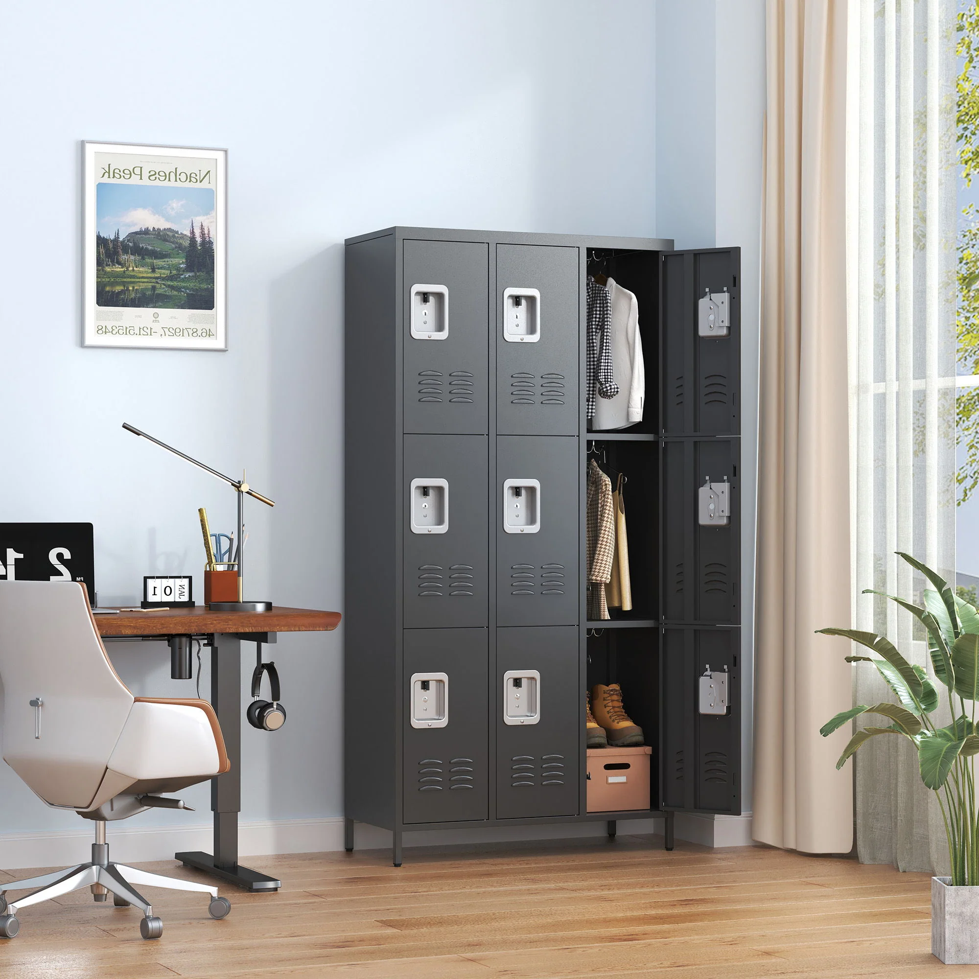 9 Door Lockers With Lock For Secure Storage And - Black - Image 7