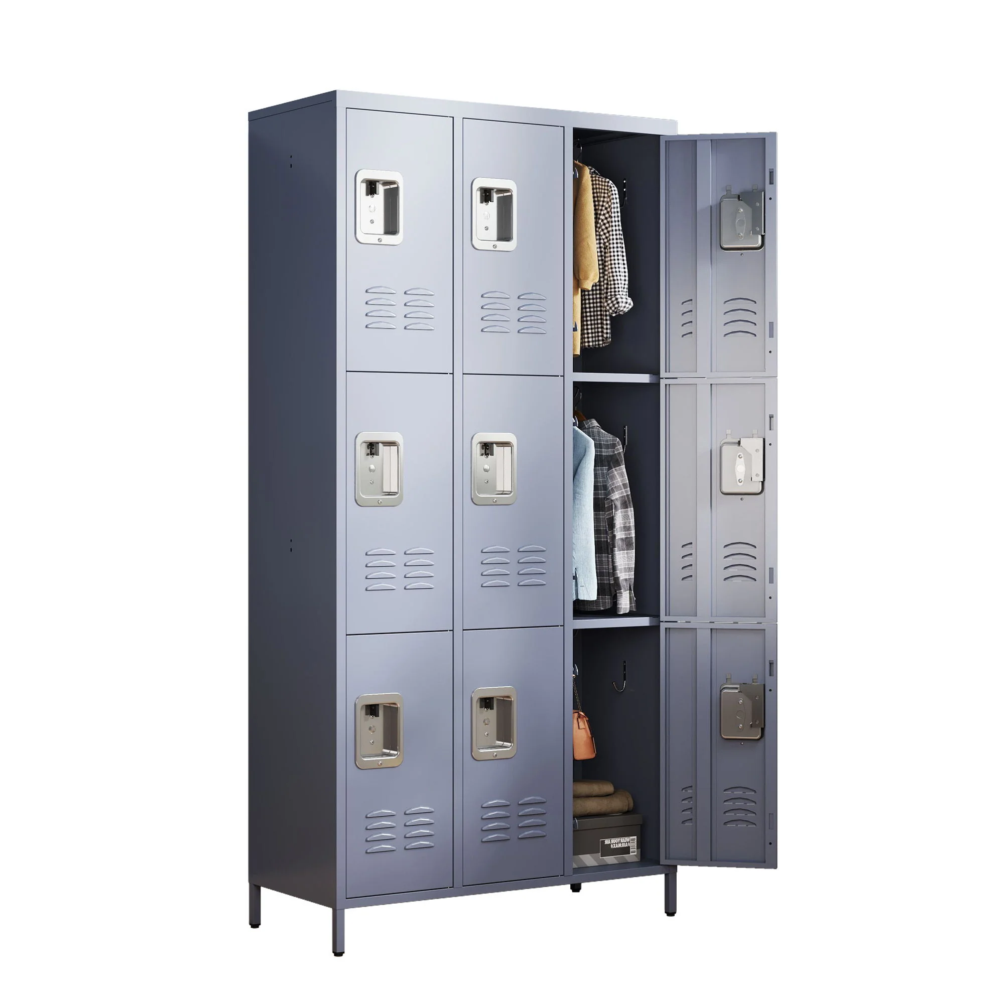 9 Door Lockers With Lock For Storage In Office, School, Gym, And Bedroom - Gray - Image 5