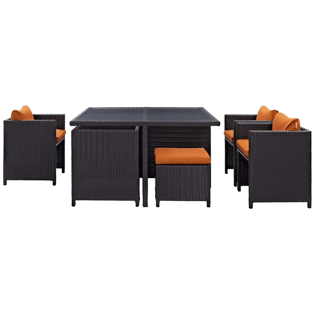 9-Piece Espresso Wicker Rattan Outdoor Dining Set with Cushions, Patio Furniture - Image 11
