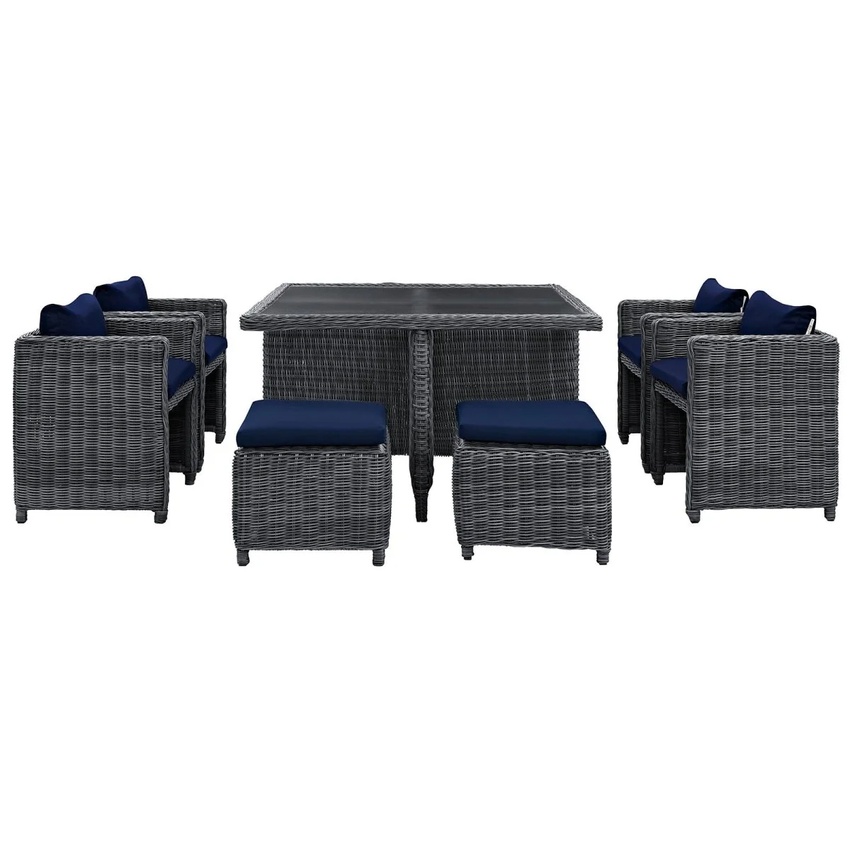 9-Piece Rattan and Aluminum Outdoor Dining Set with Sunbrella® Cushions - Image 18