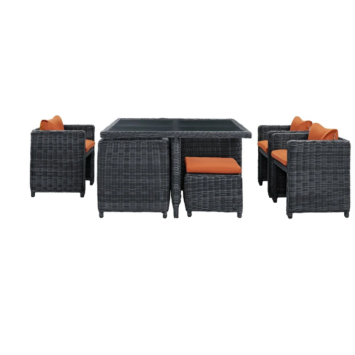 9-Piece Rattan and Aluminum Outdoor Dining Set with Sunbrella® Cushions - Image 4
