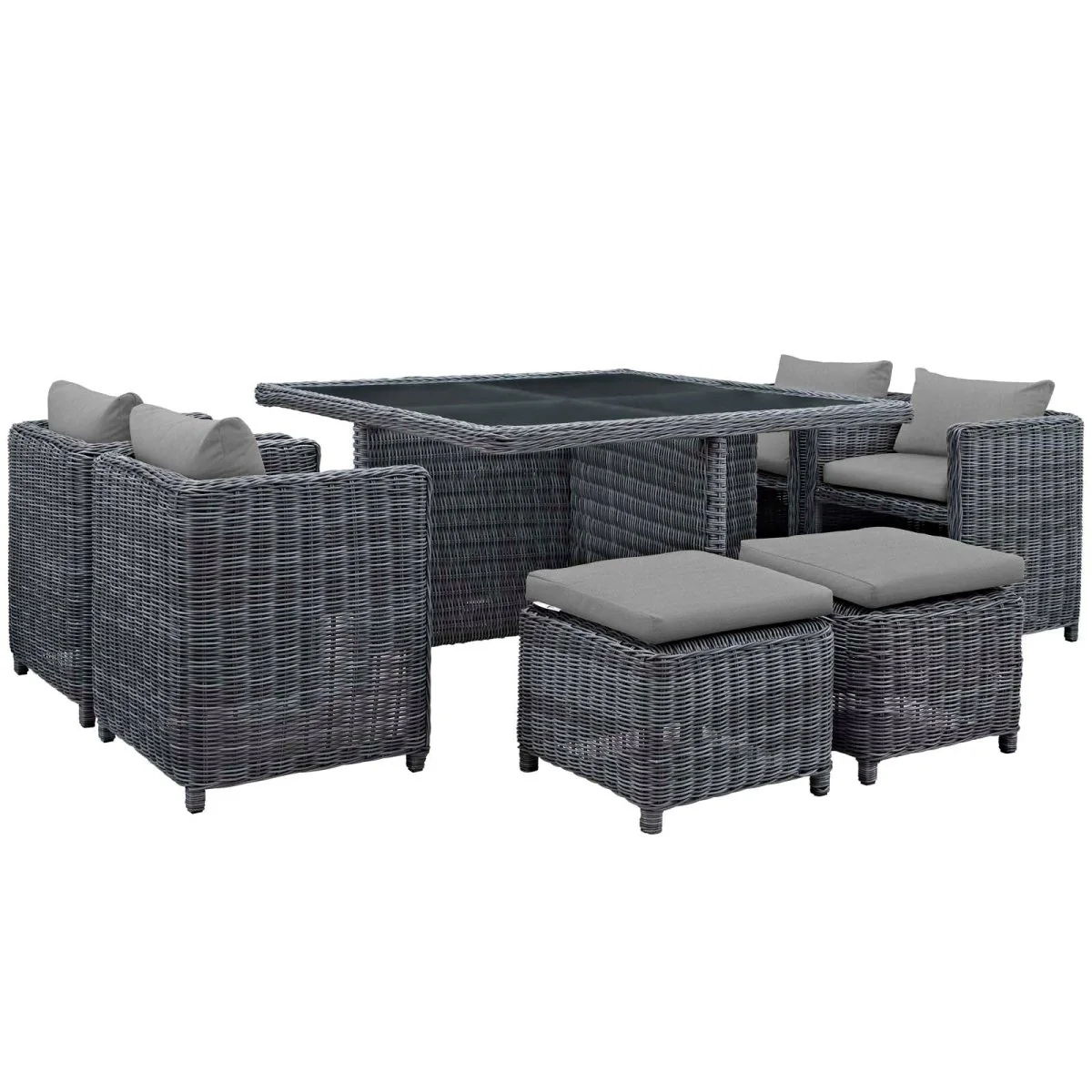9-Piece Rattan and Aluminum Outdoor Dining Set with Sunbrella® Cushions - Image 6