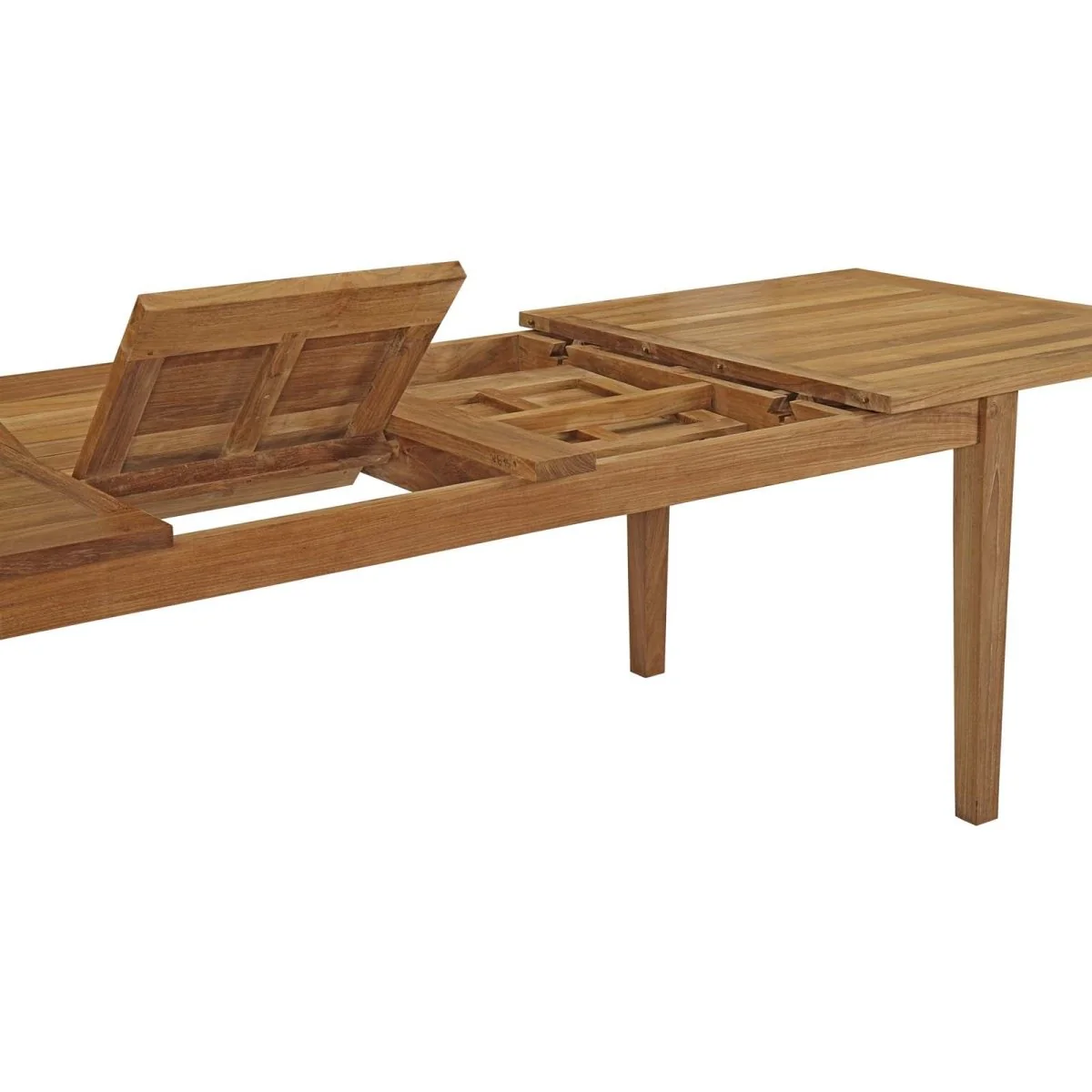 9-Piece Teak Wood Outdoor Dining Set with Extendable Table – Natural and White - Image 6
