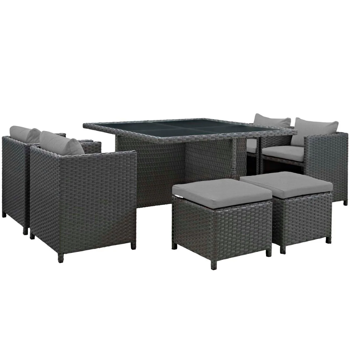 9-Piece Wicker Outdoor Dining Set with Cushions – Aluminum Frame Patio Collection - Image 5