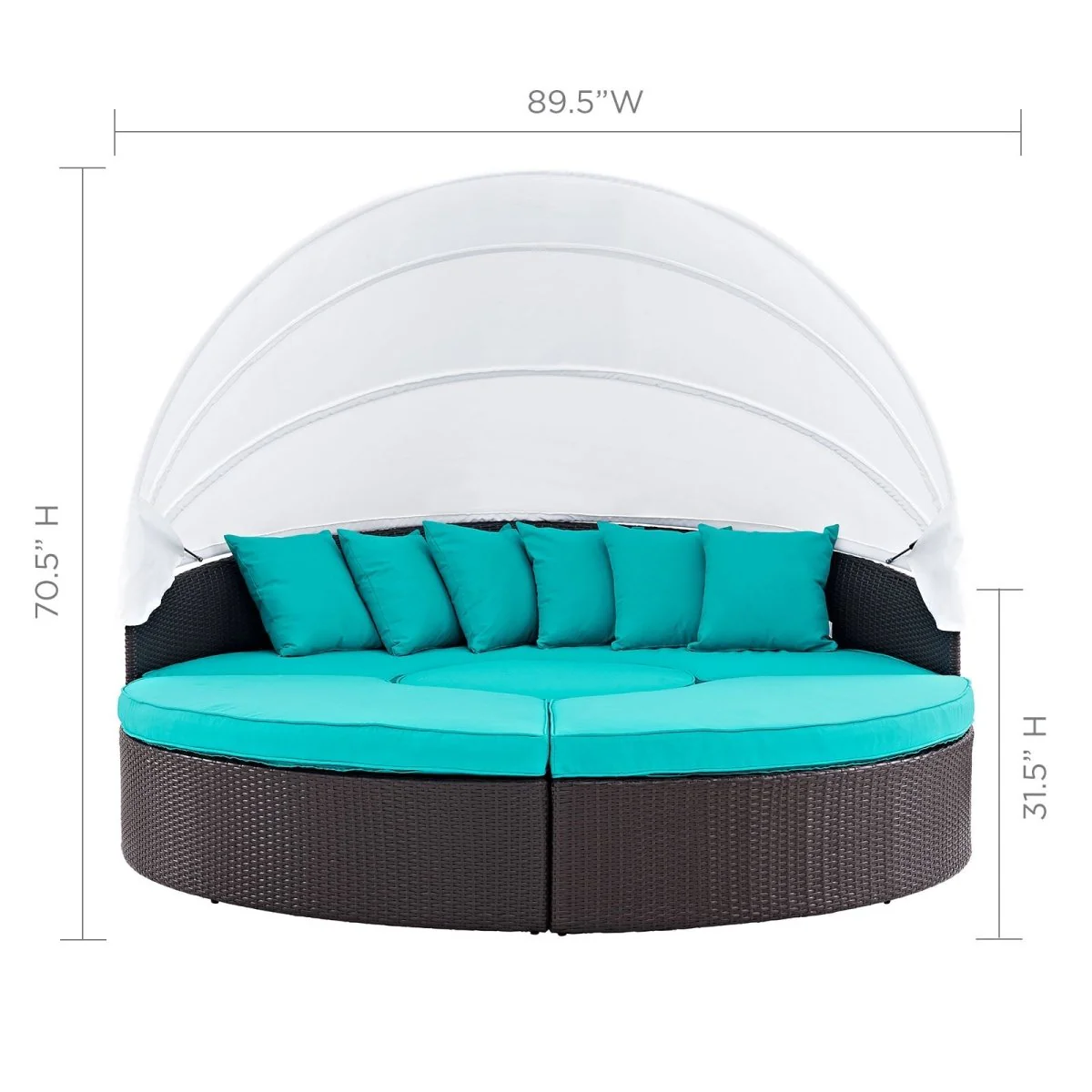 90” Espresso Wicker Rattan Outdoor Canopy Sectional Daybed with Cushions for Patio - Image 26