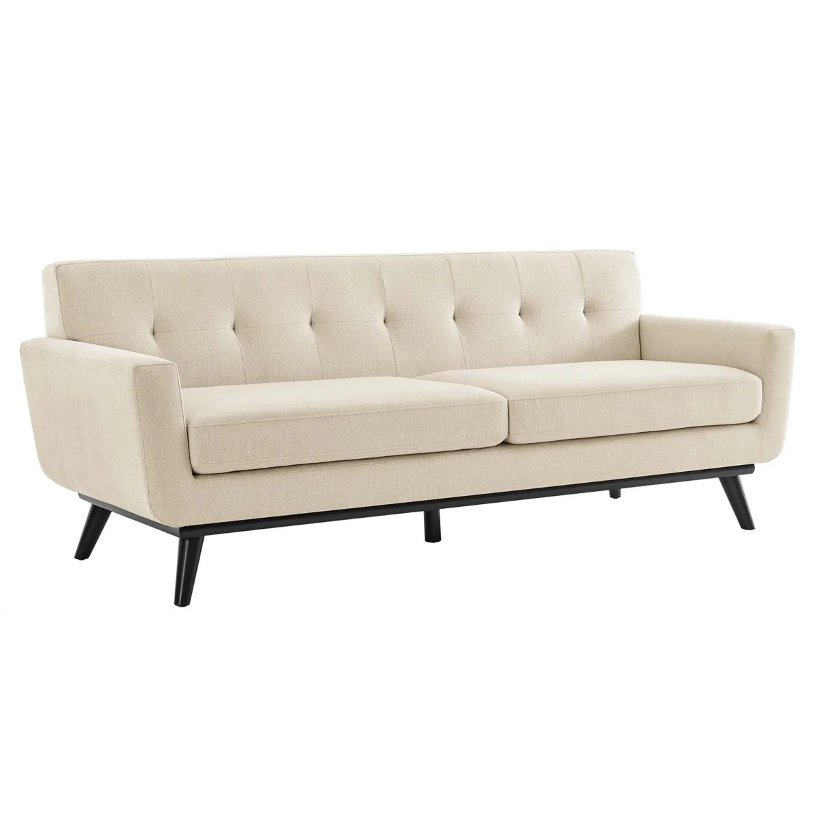 90 Inch Mid-Century Modern Herringbone Fabric Sofa