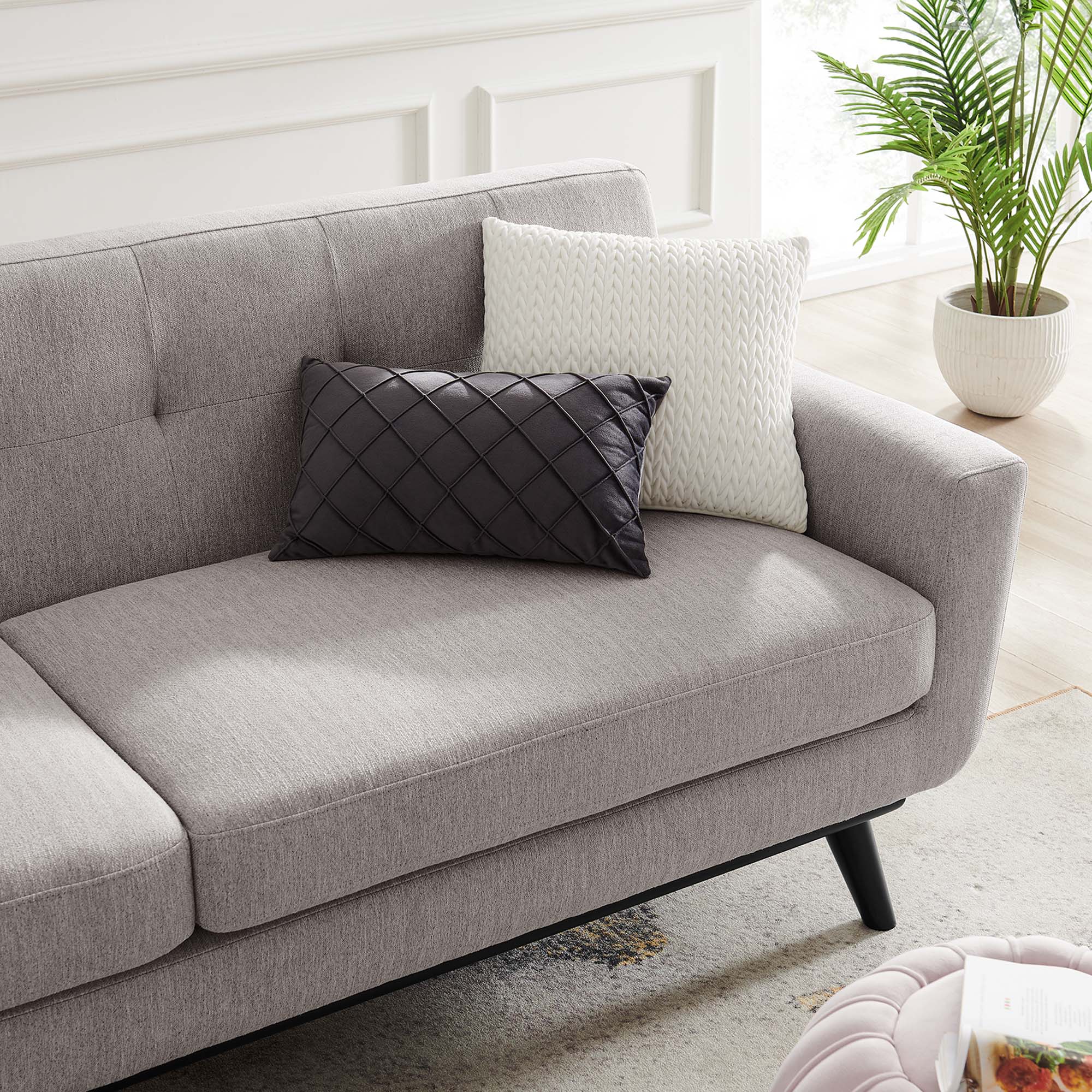 90 Inch Mid-Century Modern Herringbone Fabric Sofa - Image 21