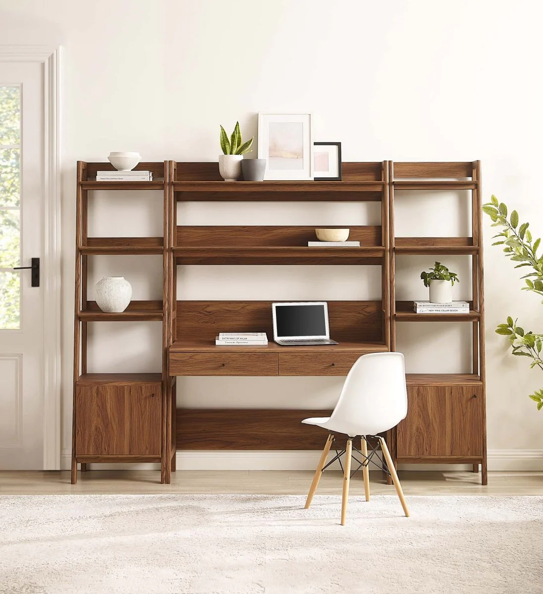 90" Tiered Wood Office Desk and 21" Bookshelf Set - 3-Piece Workspace - Image 8