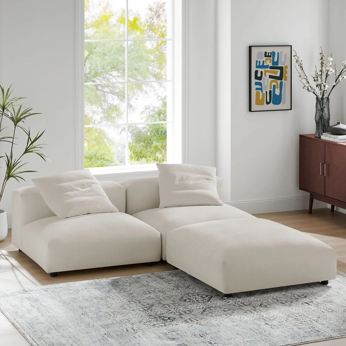 91 Inch Modular Upholstered Fabric 3-Piece Sectional Sofa - Image 18