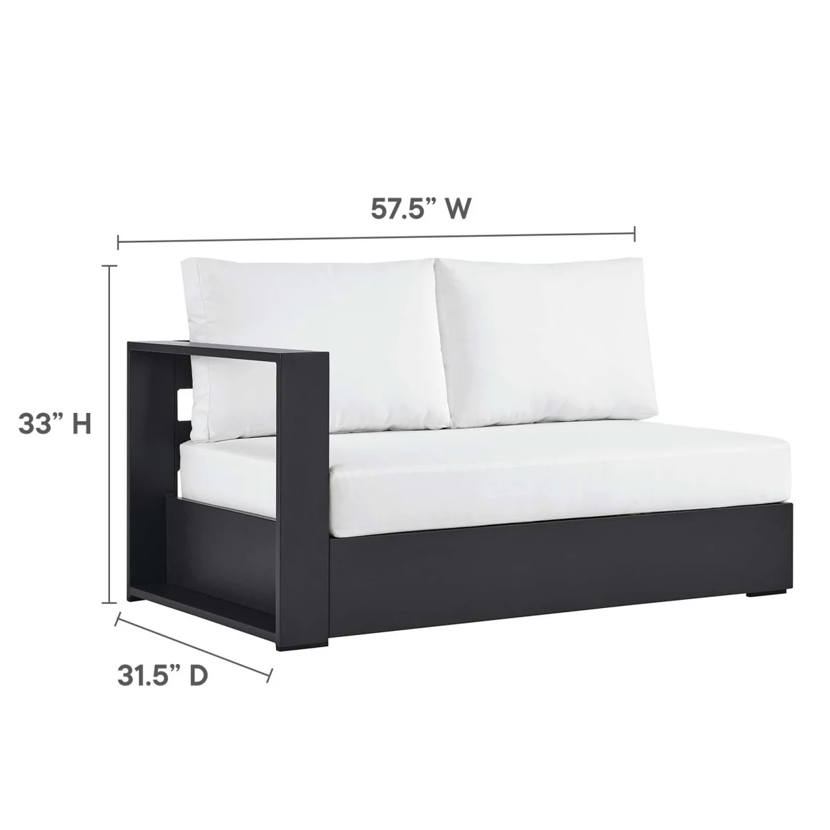 93" 2-Piece Gray Aluminum Outdoor Patio Right-Facing Chaise Sectional - Image 17