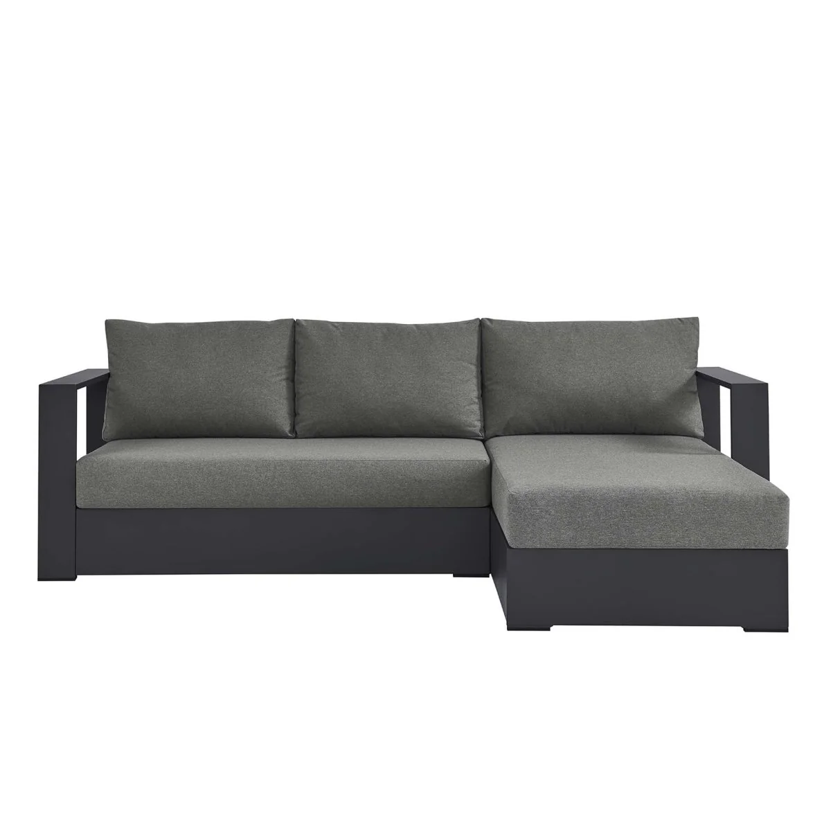 93" 2-Piece Gray Aluminum Outdoor Patio Right-Facing Chaise Sectional - Image 6