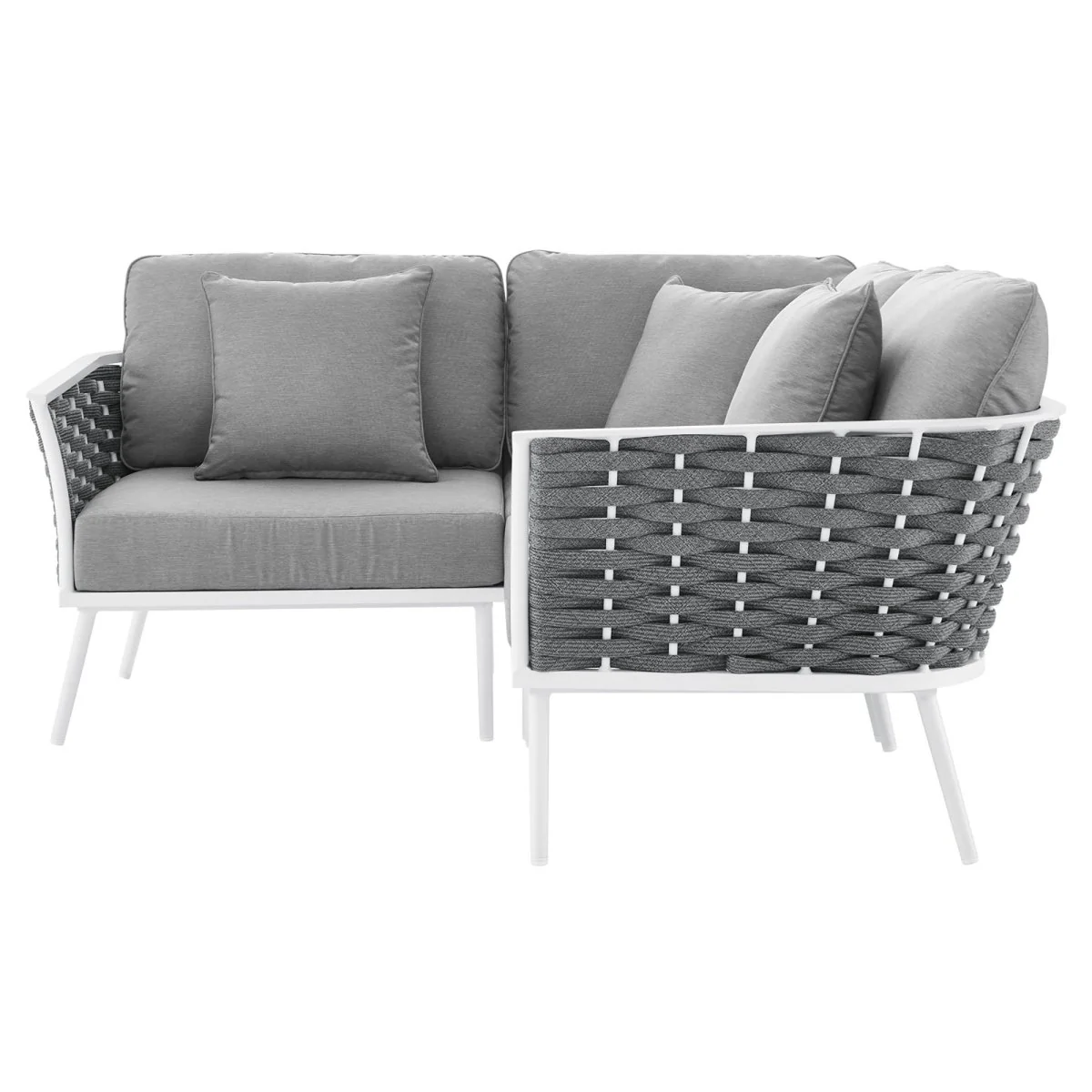 98" 3-Piece Modern Rope and Aluminum Outdoor Sectional Sofa for Patio and Garden - Image 17