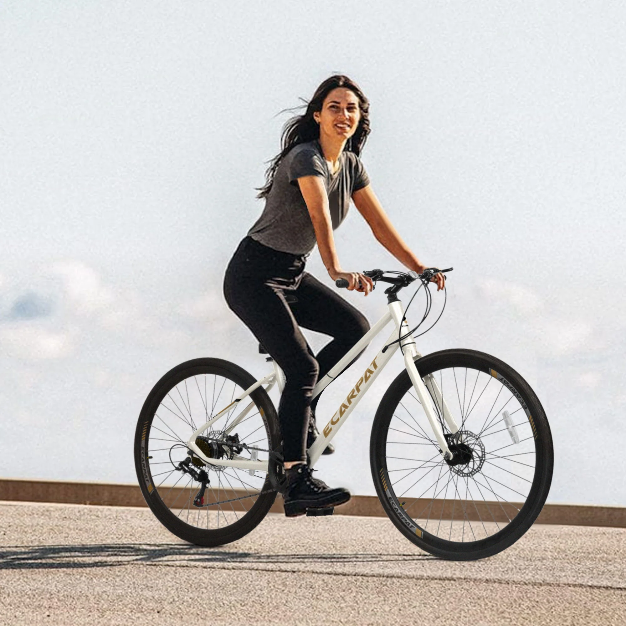 A28250 Road Bike With Aluminum Alloy Wheels, 21 Speed Gear System, Disc Brakes, Wide Tires - Image 6