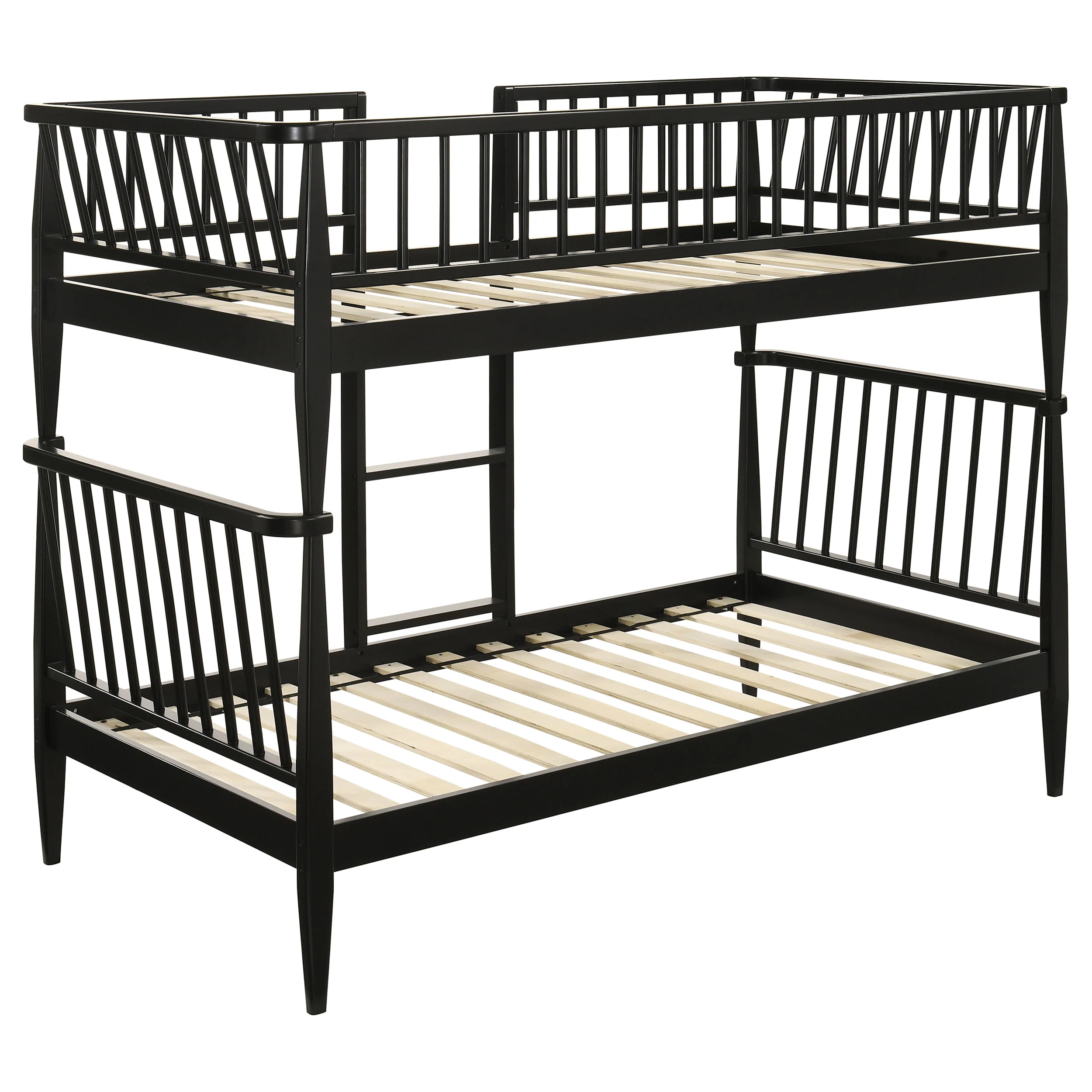 Abram Windsor Twin Over Twin Wood Bunk Bed with Ladder - Black - Image 3