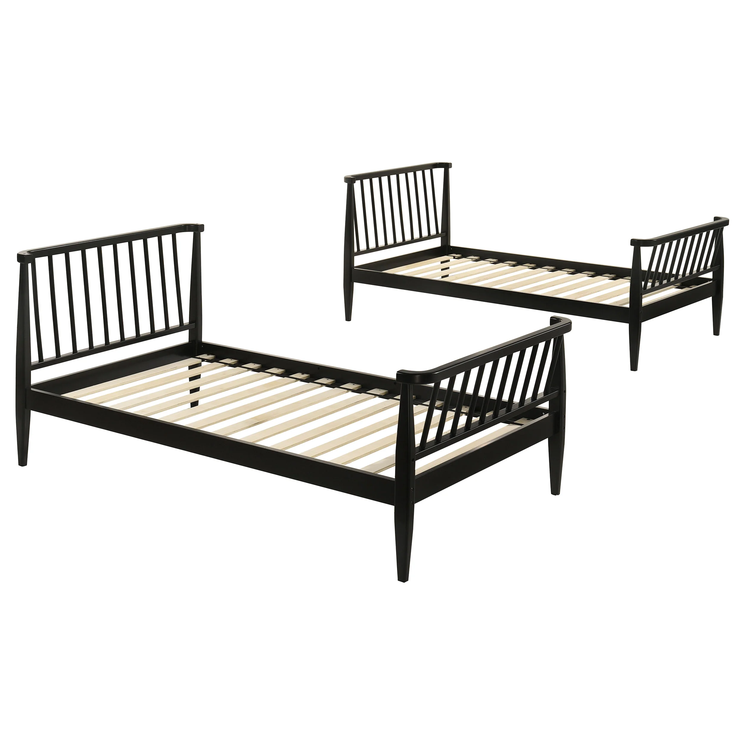 Abram Windsor Twin Over Twin Wood Bunk Bed with Ladder - Black - Image 8