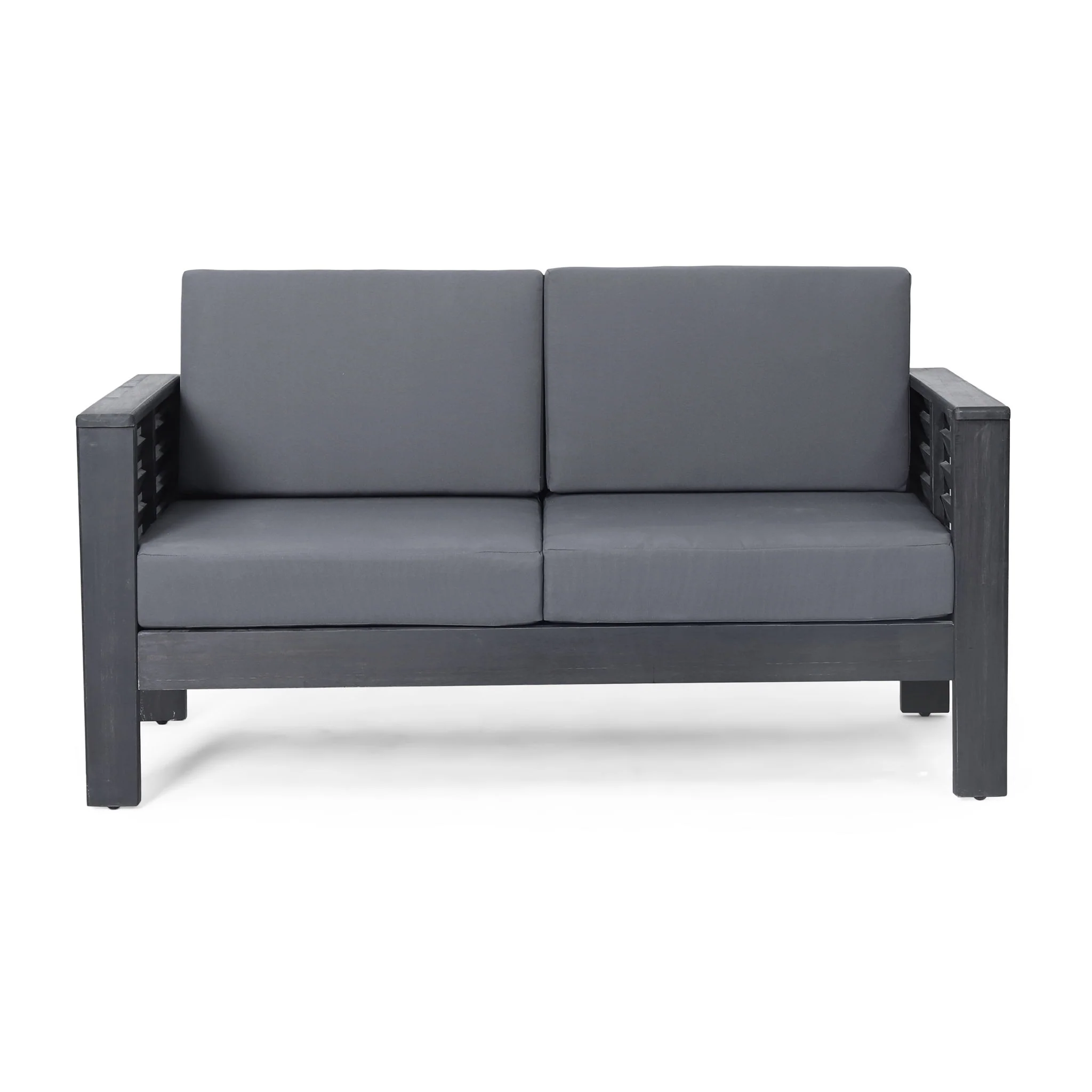 Acacia Wood Loveseat And Coffee Table Set With Cushions - Image 11