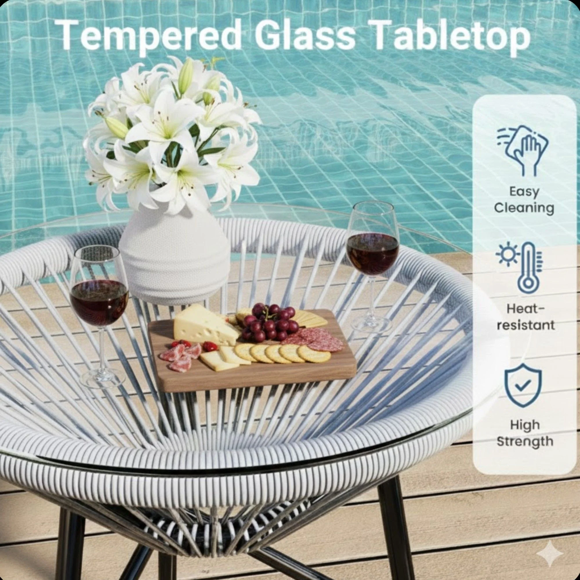 Acapulco Style 3 Piece Patio Bistro Set With Chairs - Image 7