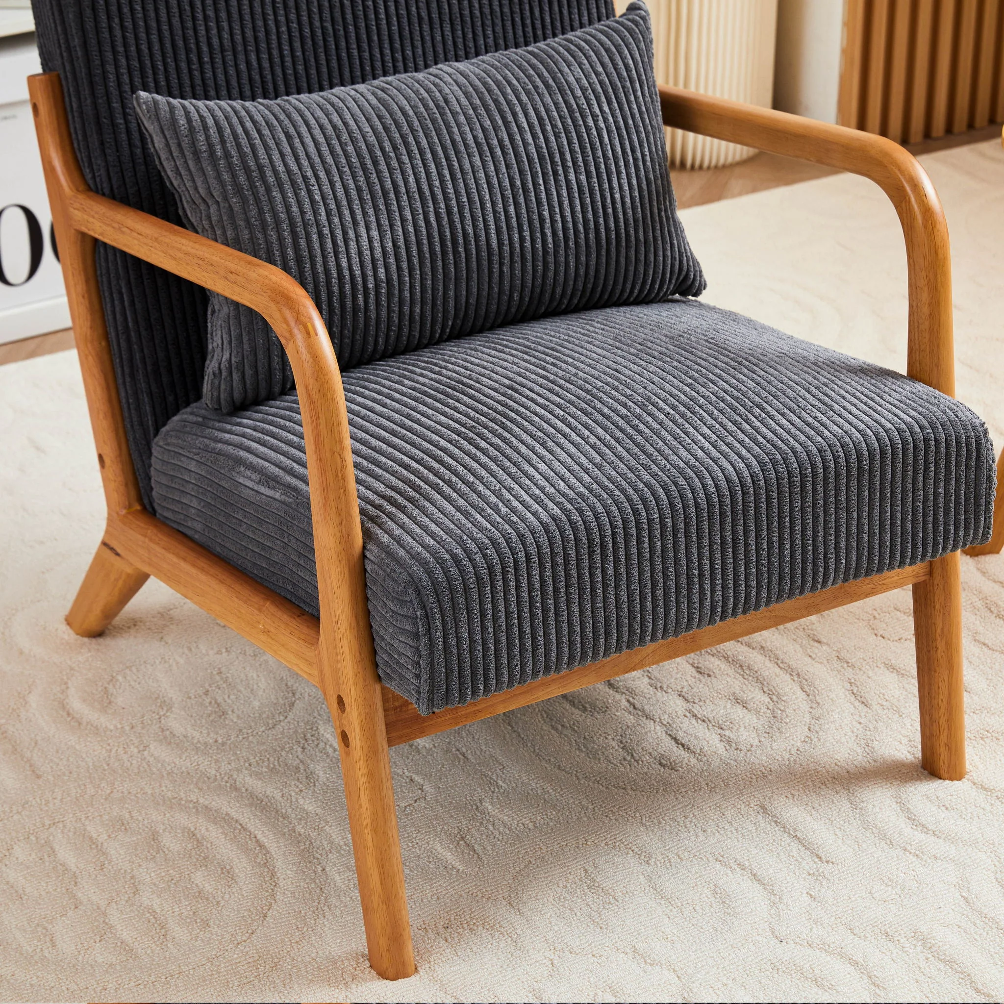 Accent Arm Chair With Pillow Upholstered - Image 20