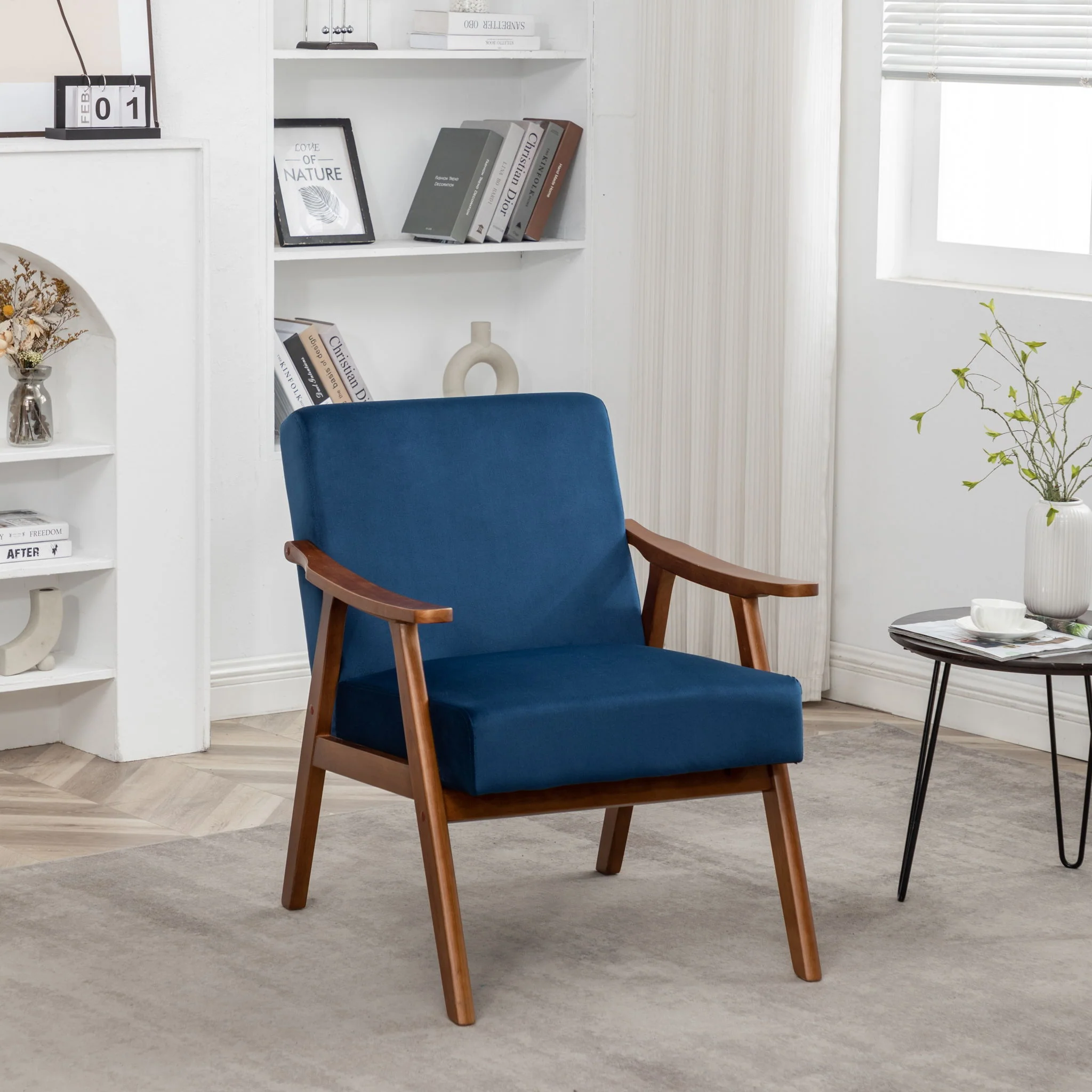 Accent Chair, Classic Mid Century Modern For Extra Seating - Image 48