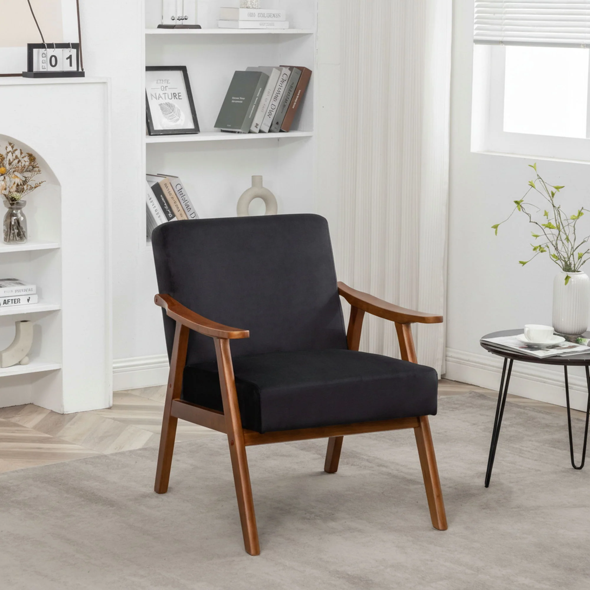 Accent Chair, Classic Mid Century Modern For Extra Seating - Image 50