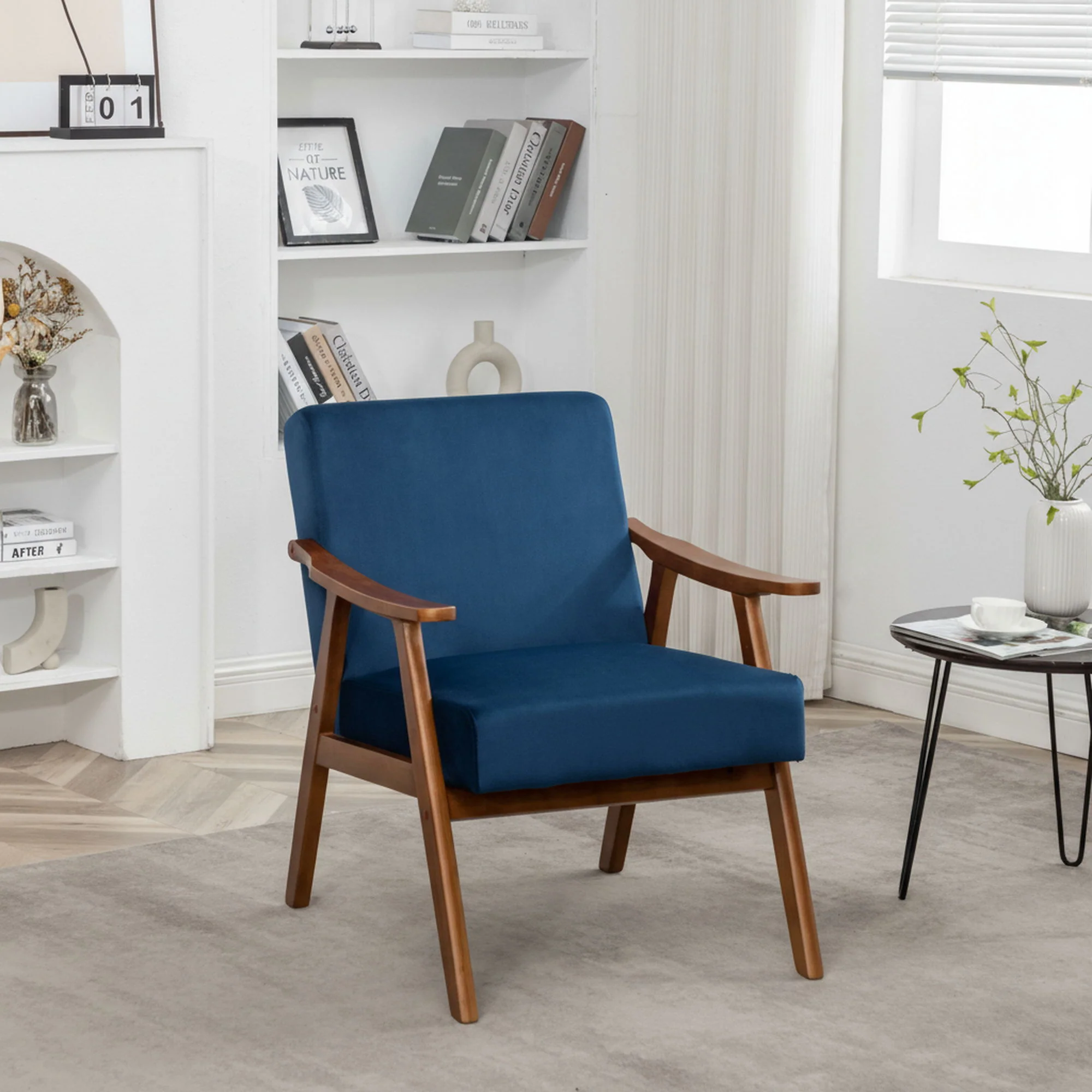 Accent Chair, Classic Mid Century Modern For Extra Seating - Image 77