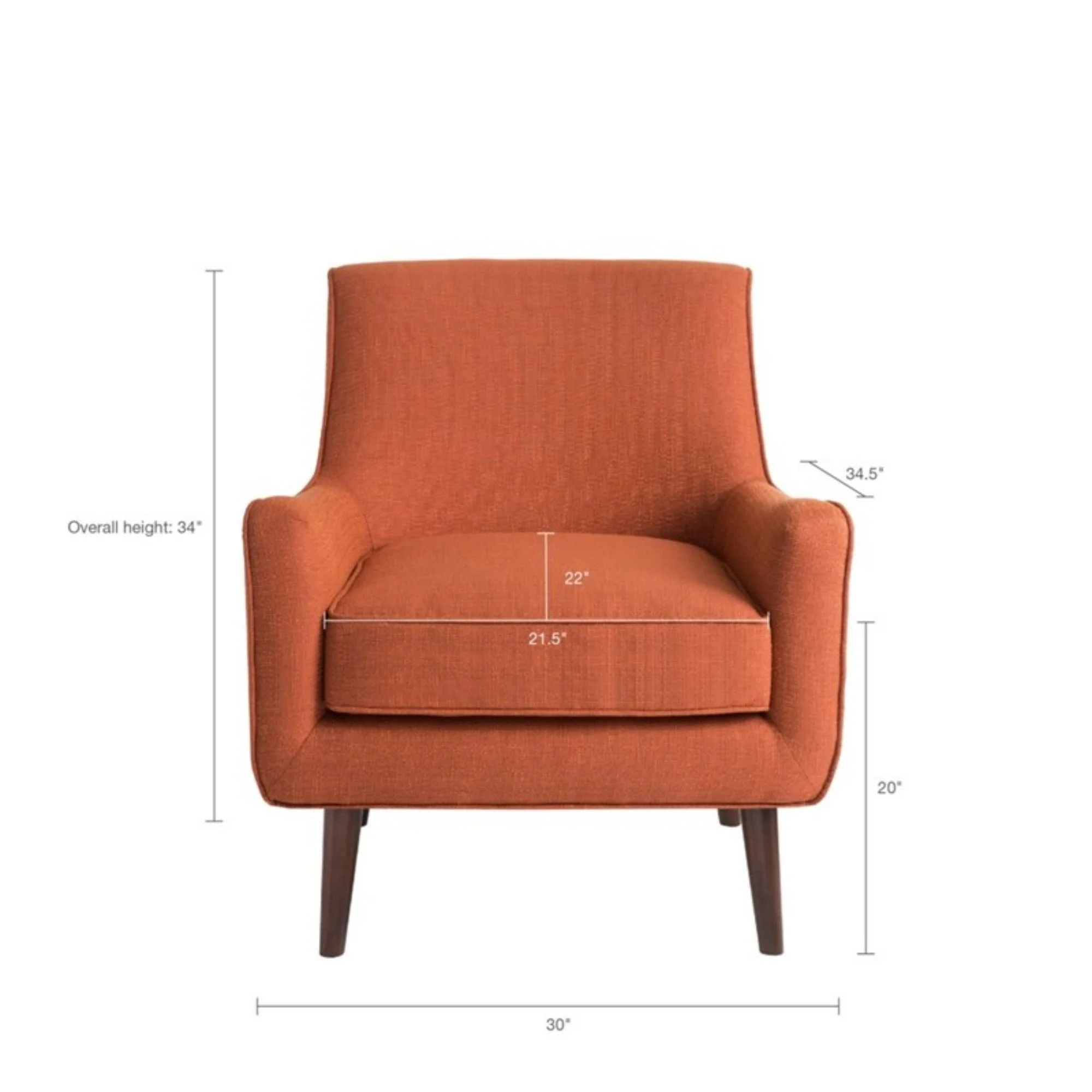 Accent Chair Upholstered With Legs - Burnt Orange - Image 6