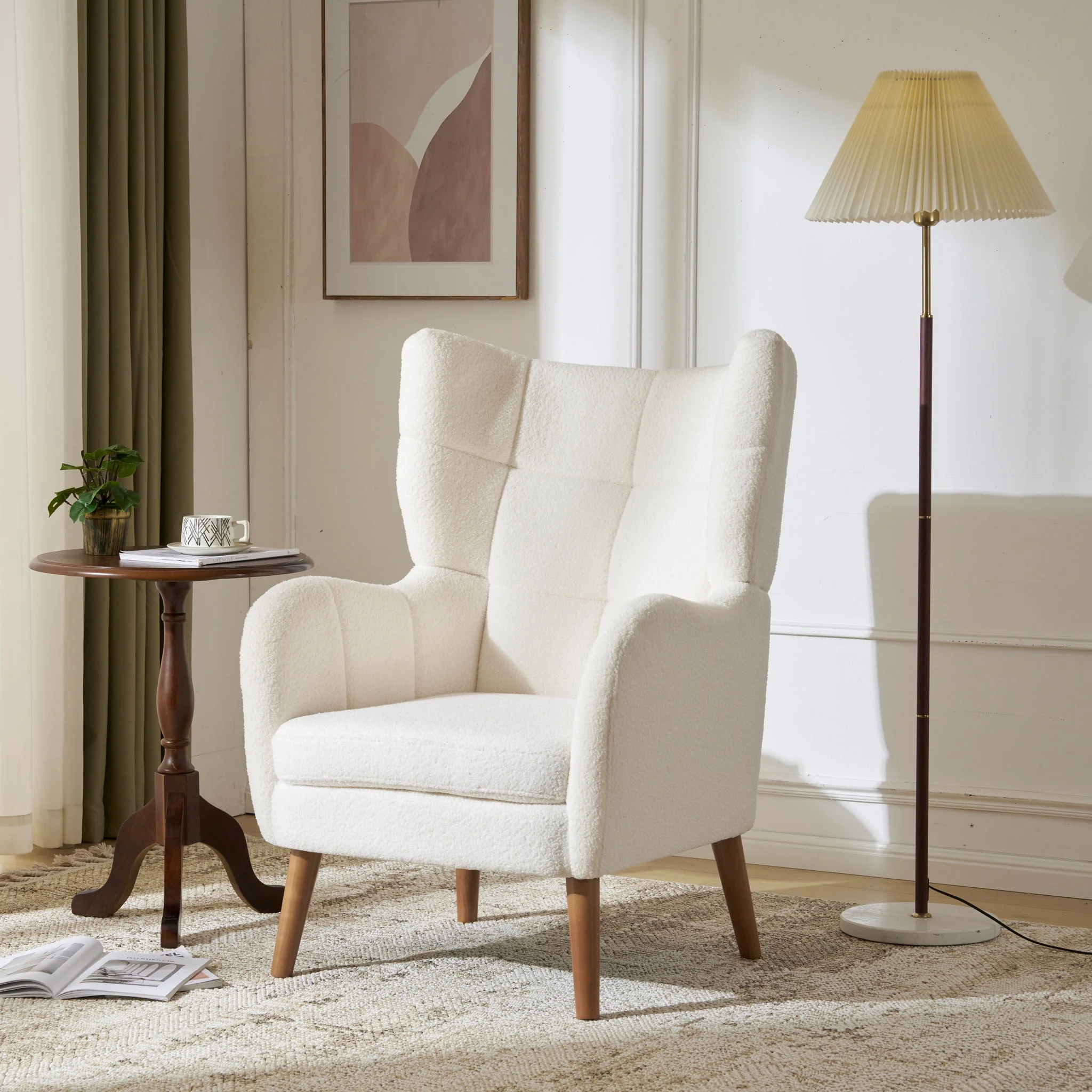Accent Chair With Birch Wood Legs - White - Image 5