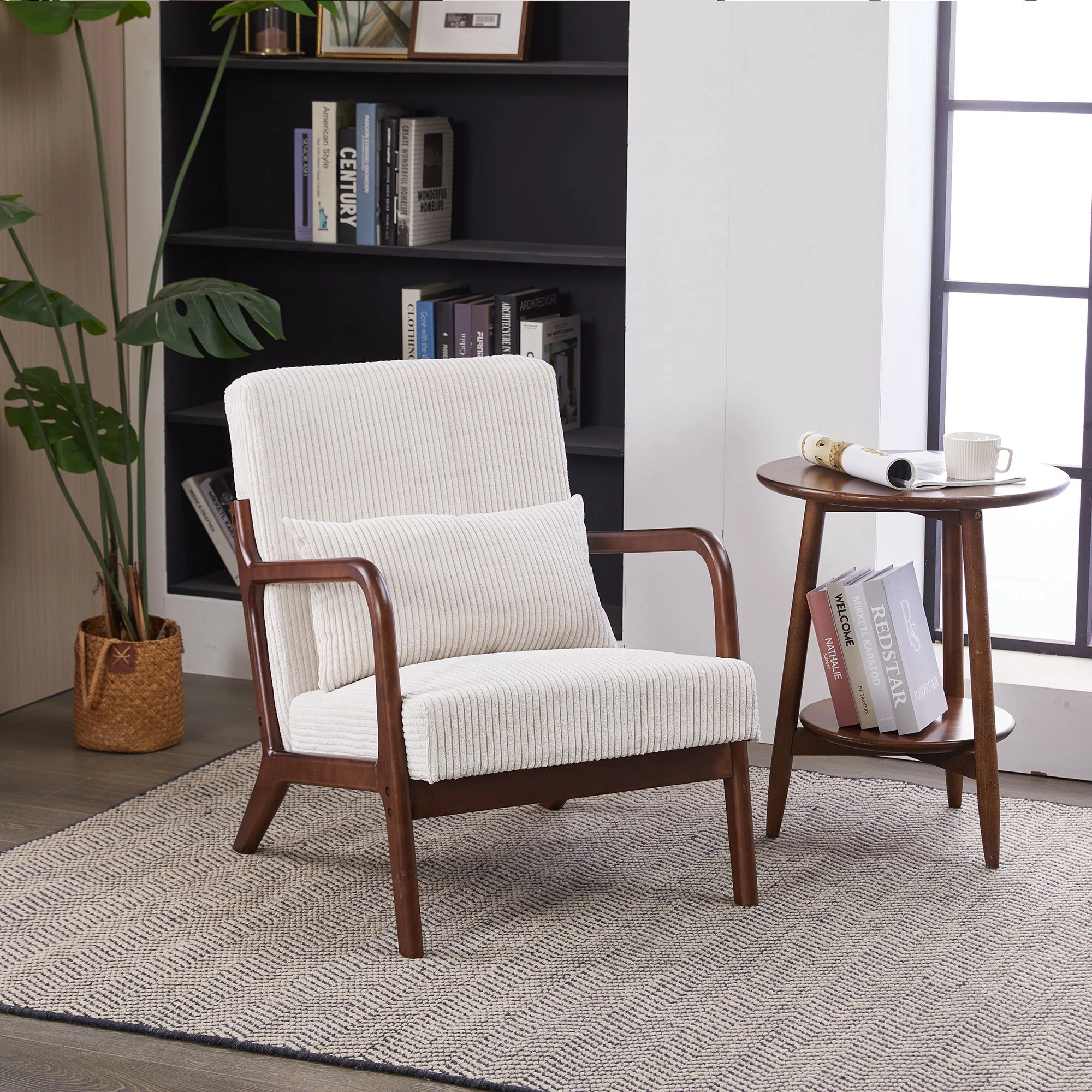 Accent Chair With Pillow And Wood Frame - Image 11