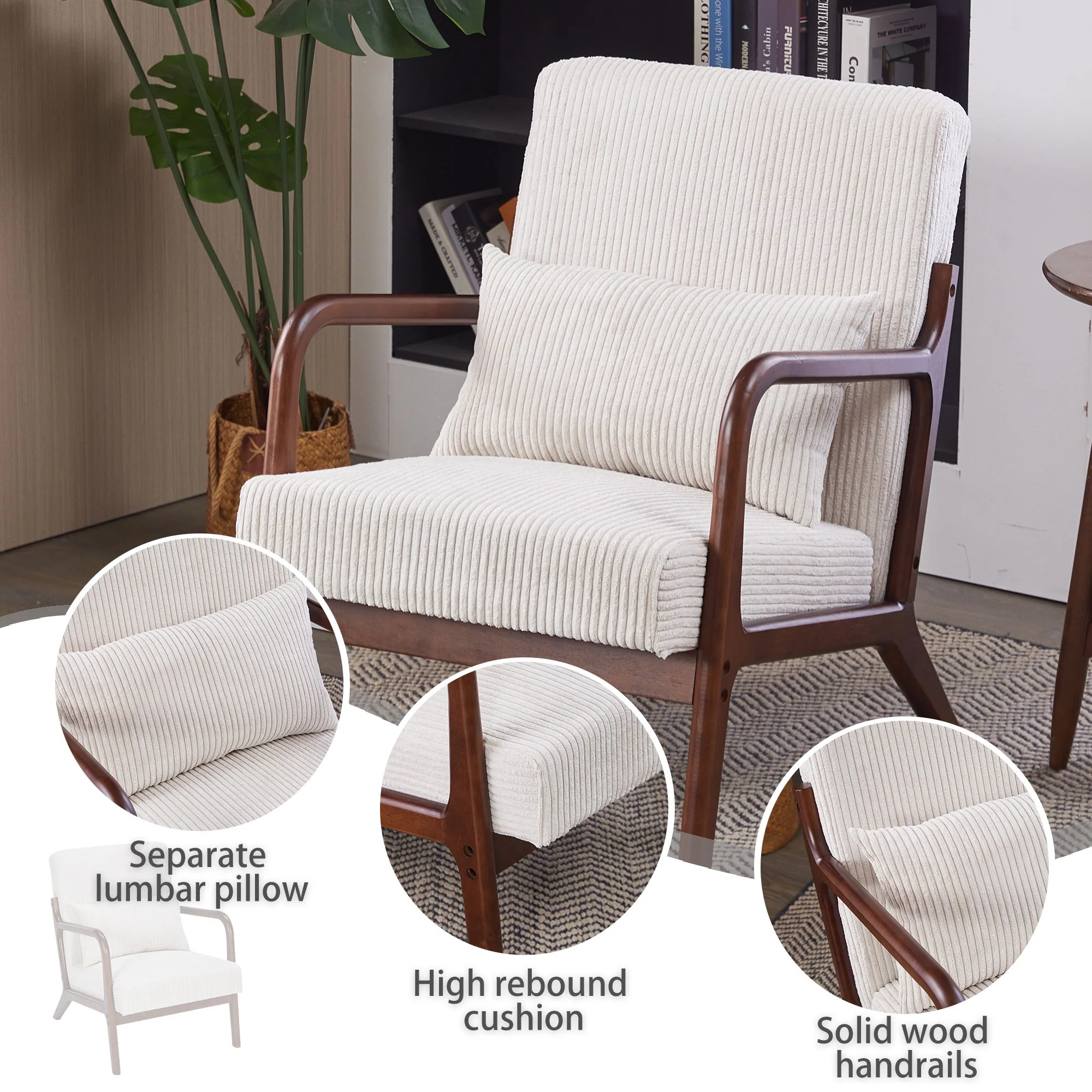 Accent Chair With Pillow And Wood Frame - Image 14