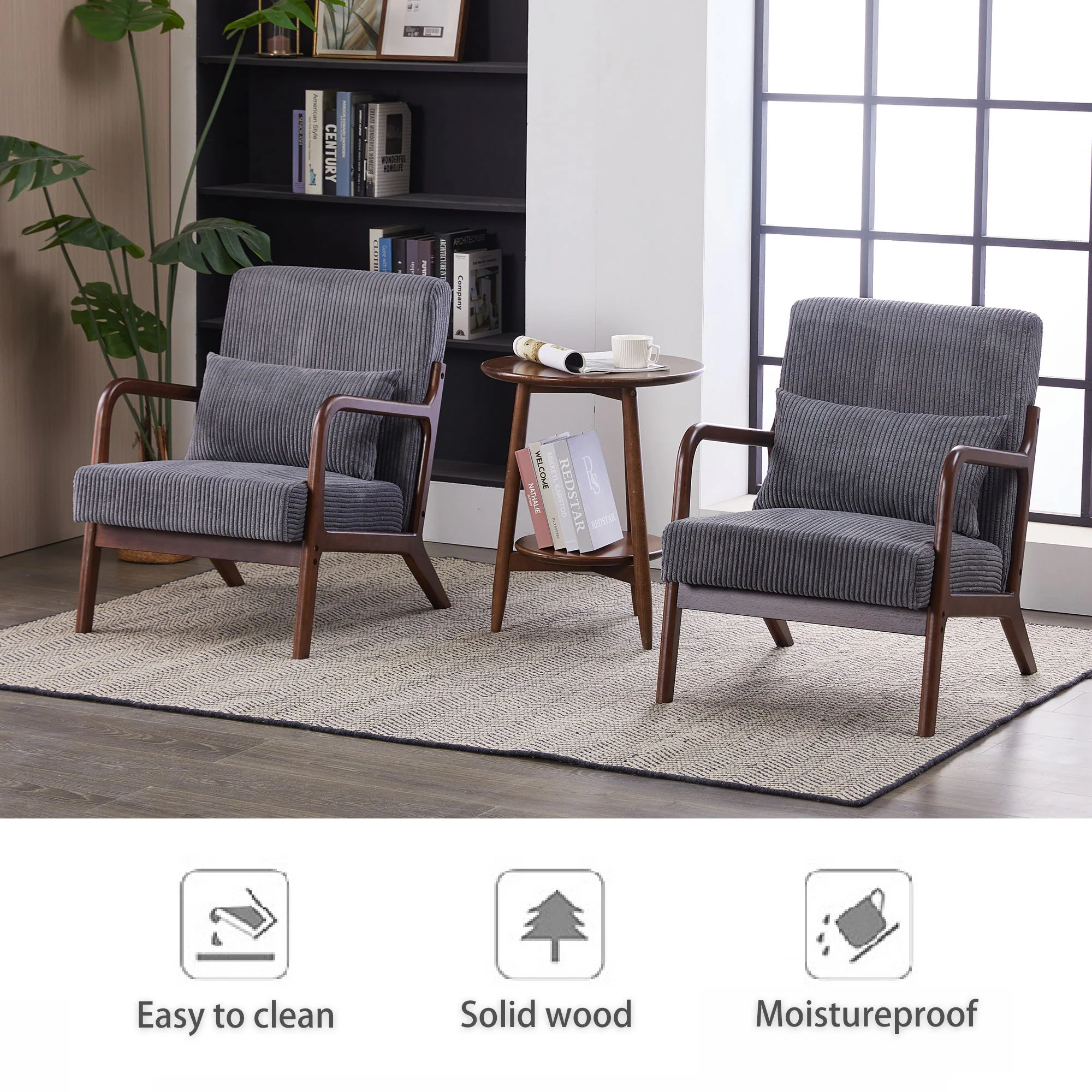 Accent Chair With Pillow And Wood Frame - Image 16