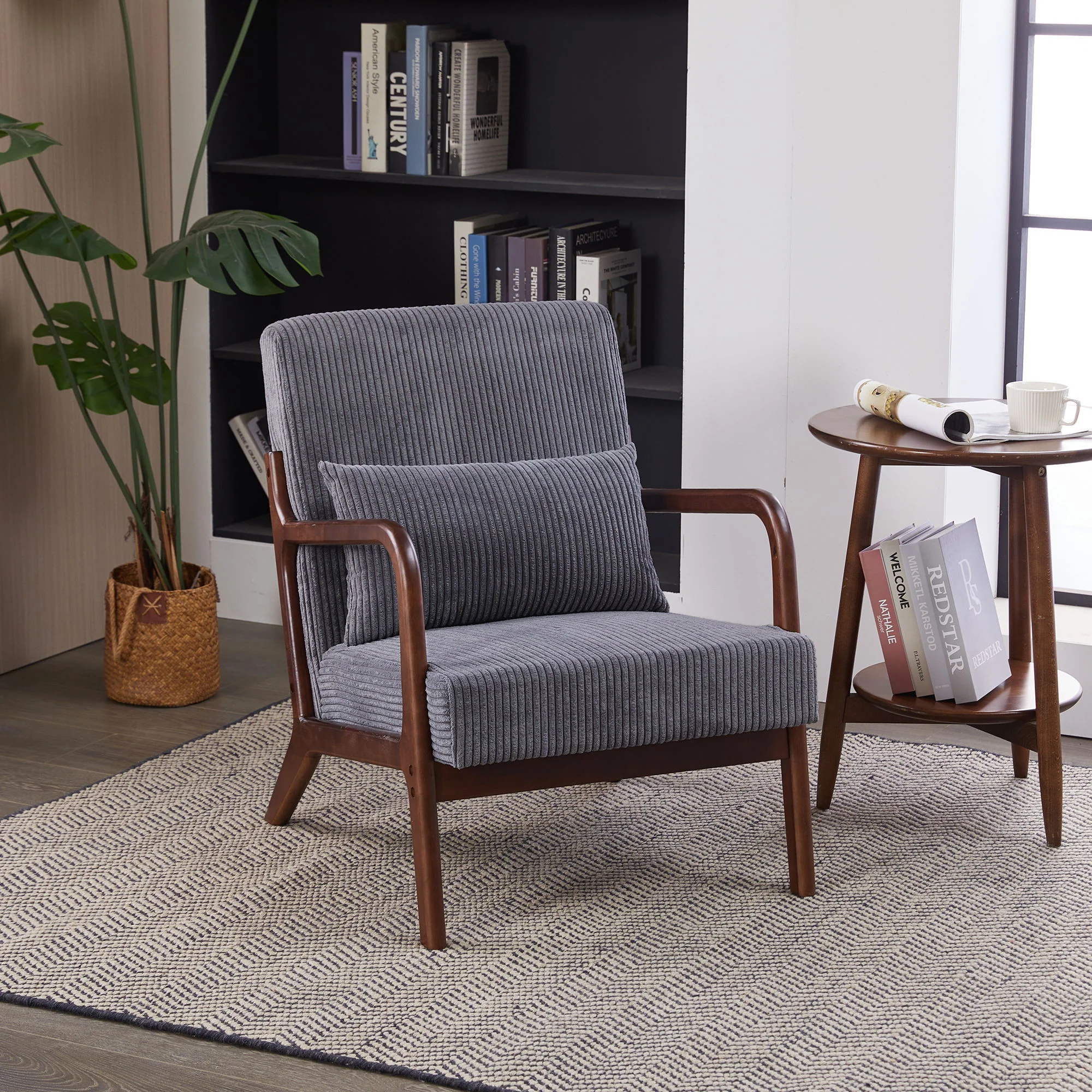 Accent Chair With Pillow And Wood Frame - Image 18