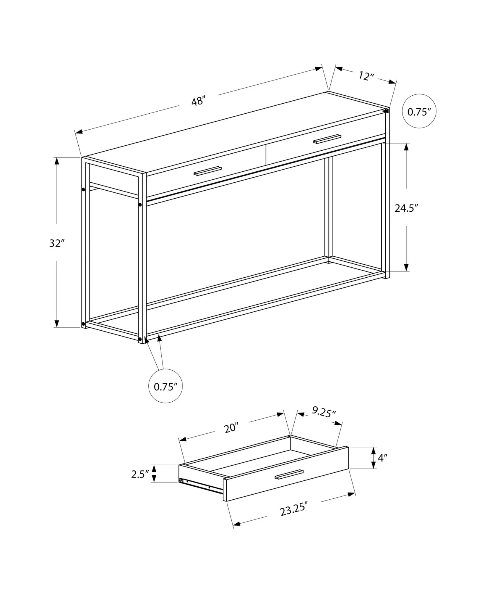 Accent Console Table For Entryway, Storage Drawers, Contemporary & Modern - Image 7