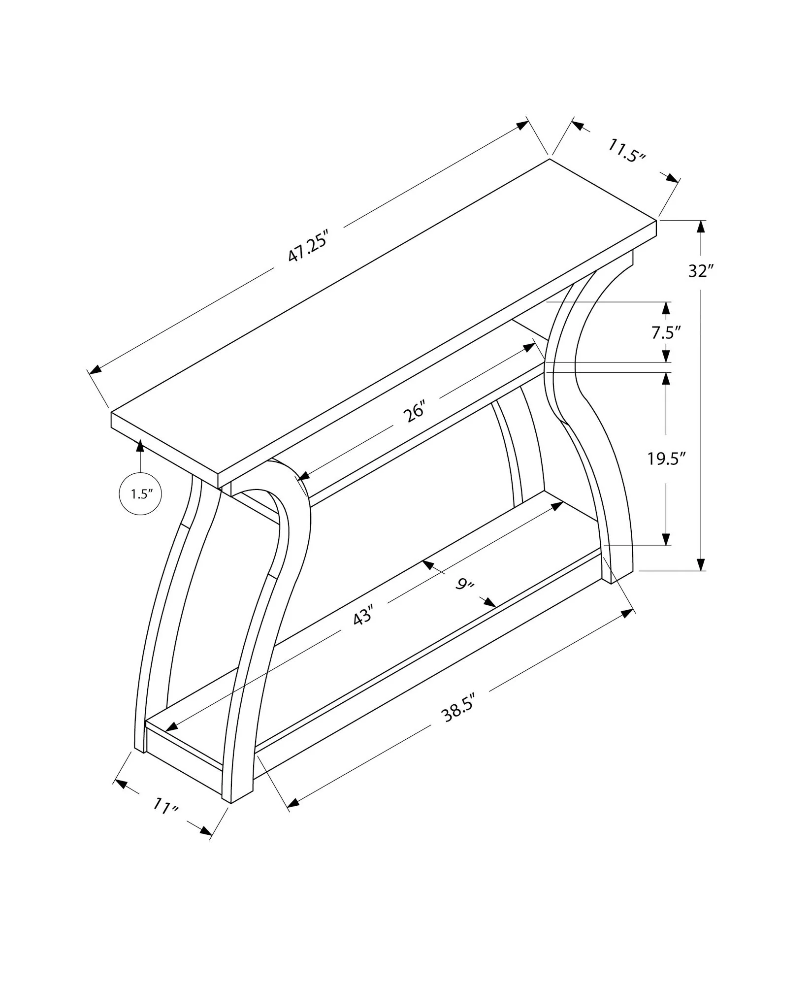 Accent Console Table For Entryway, Unique Curved Design - Image 7