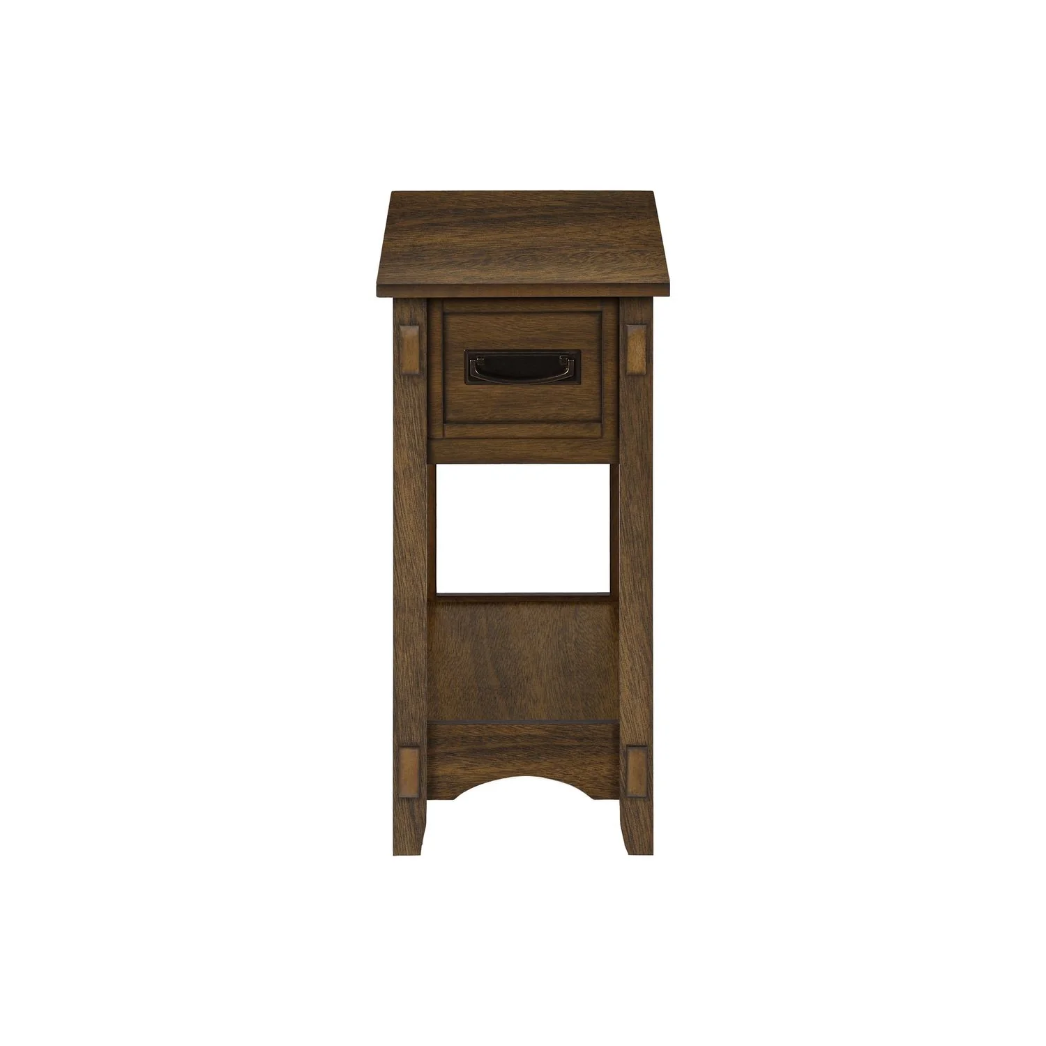 Accent End Table, 2 Tier, Narrow, Storage Drawer, Transitional - Walnut - Image 2