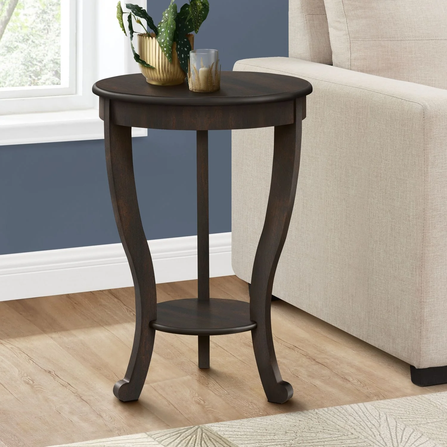 Accent End Table, 2 Tier, Traditional - Walnut - Image 5