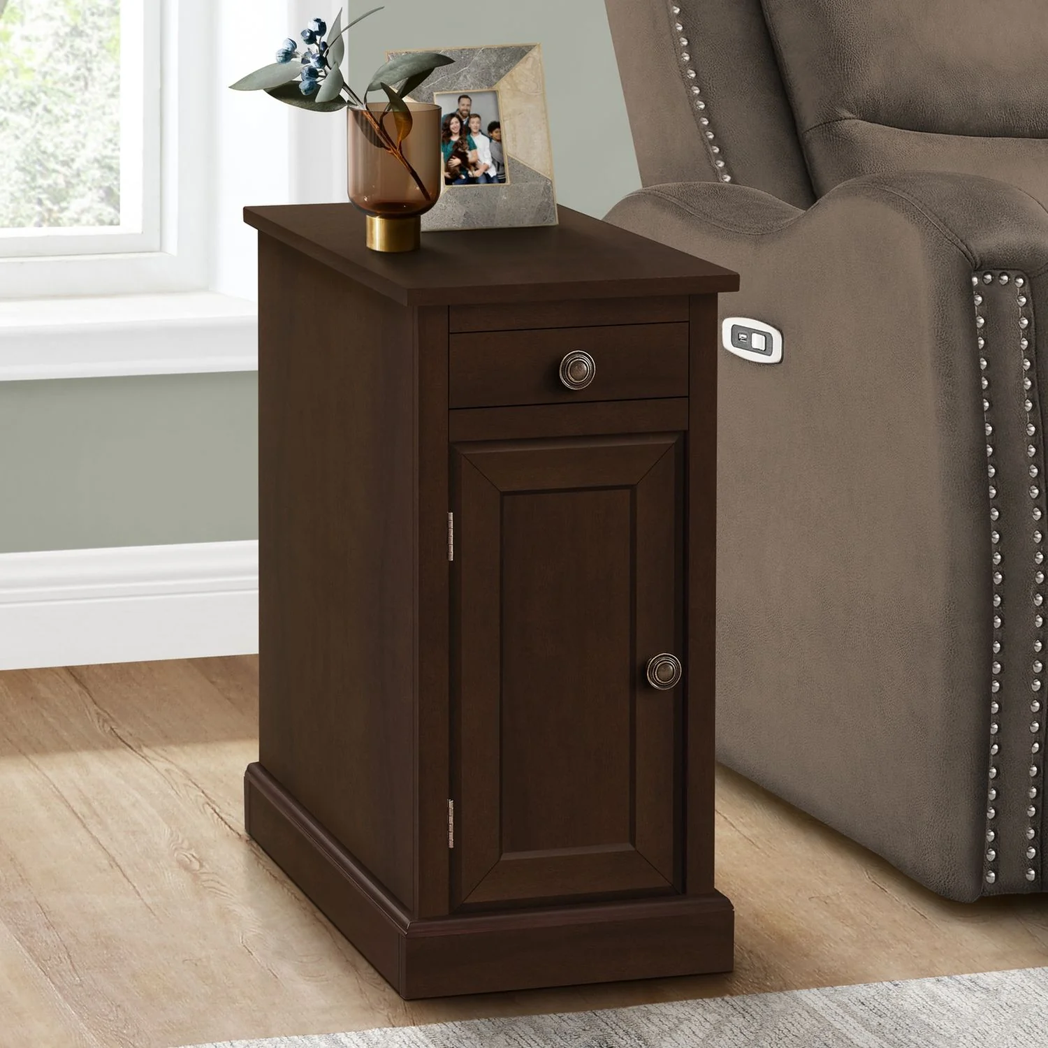 Accent End Table, Storage Drawer, Versatile Design - Espresso - Image 4