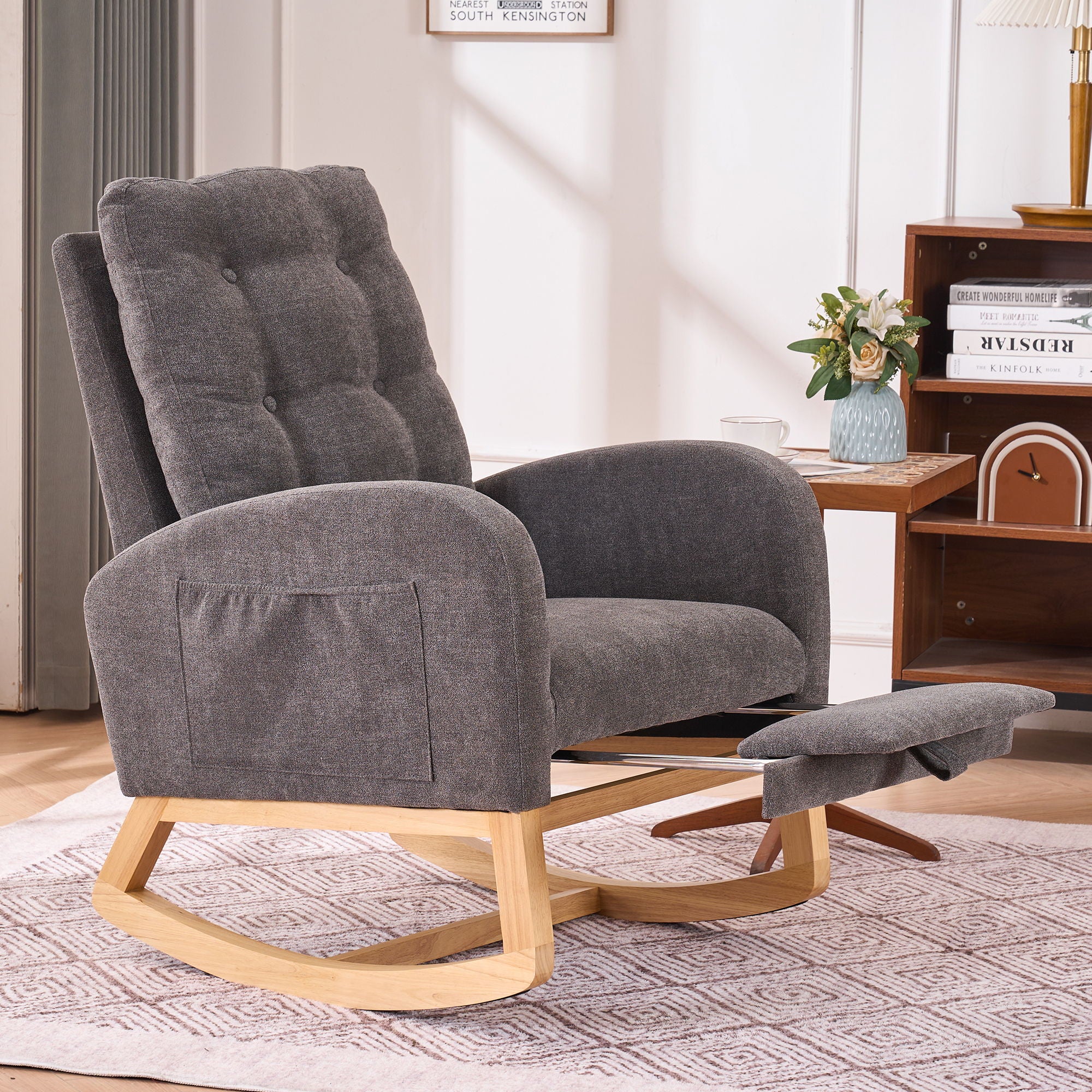 Accent Rocking Chair With Footrest, High Back - Image 12