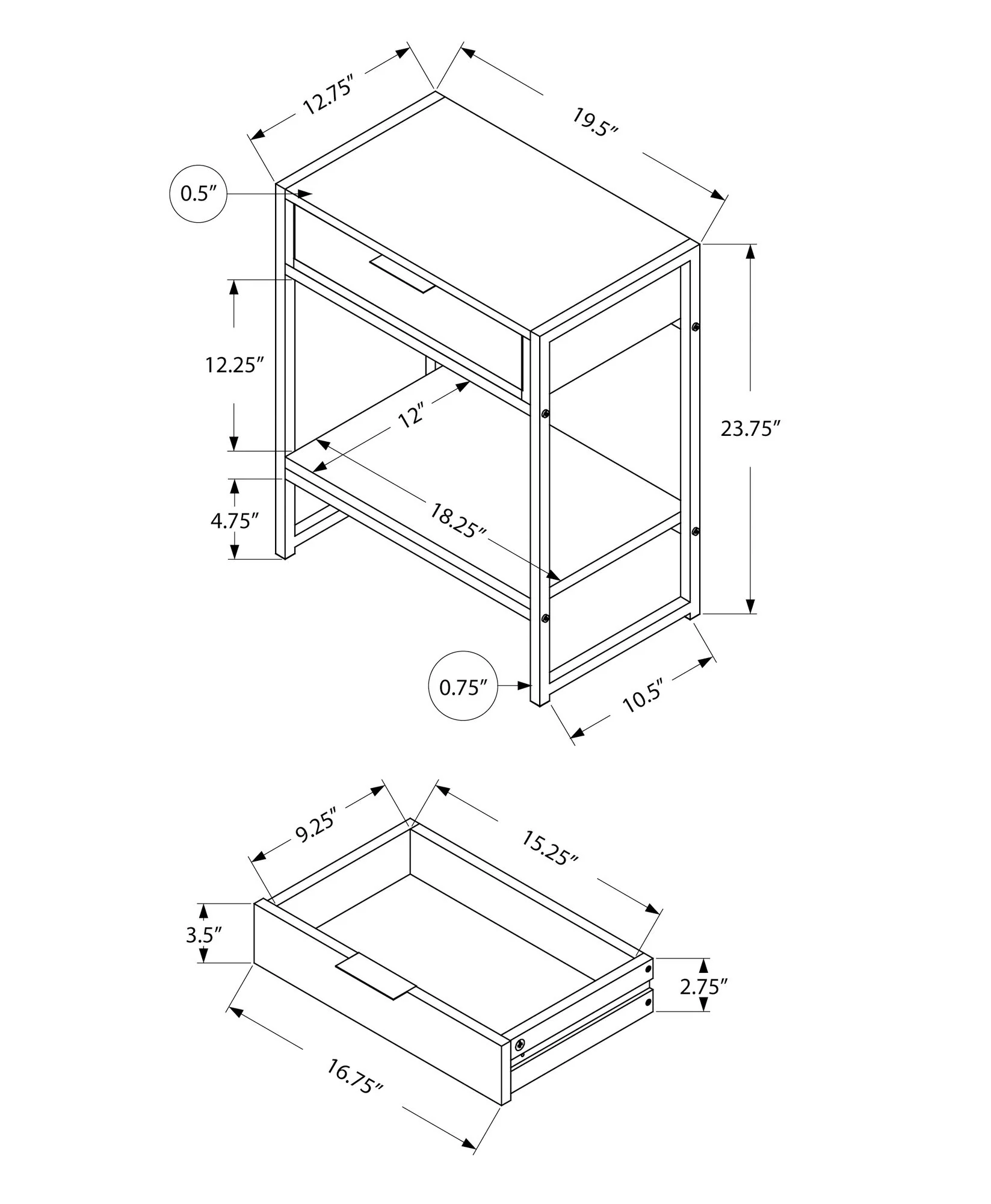 Accent Side Table, Storage Drawer, Spacious Tabletop - Image 27