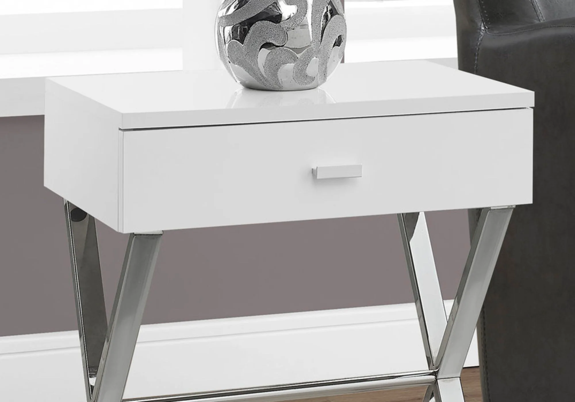 Accent Side X Table, Storage Drawer, Contemporary & Modern - Image 10