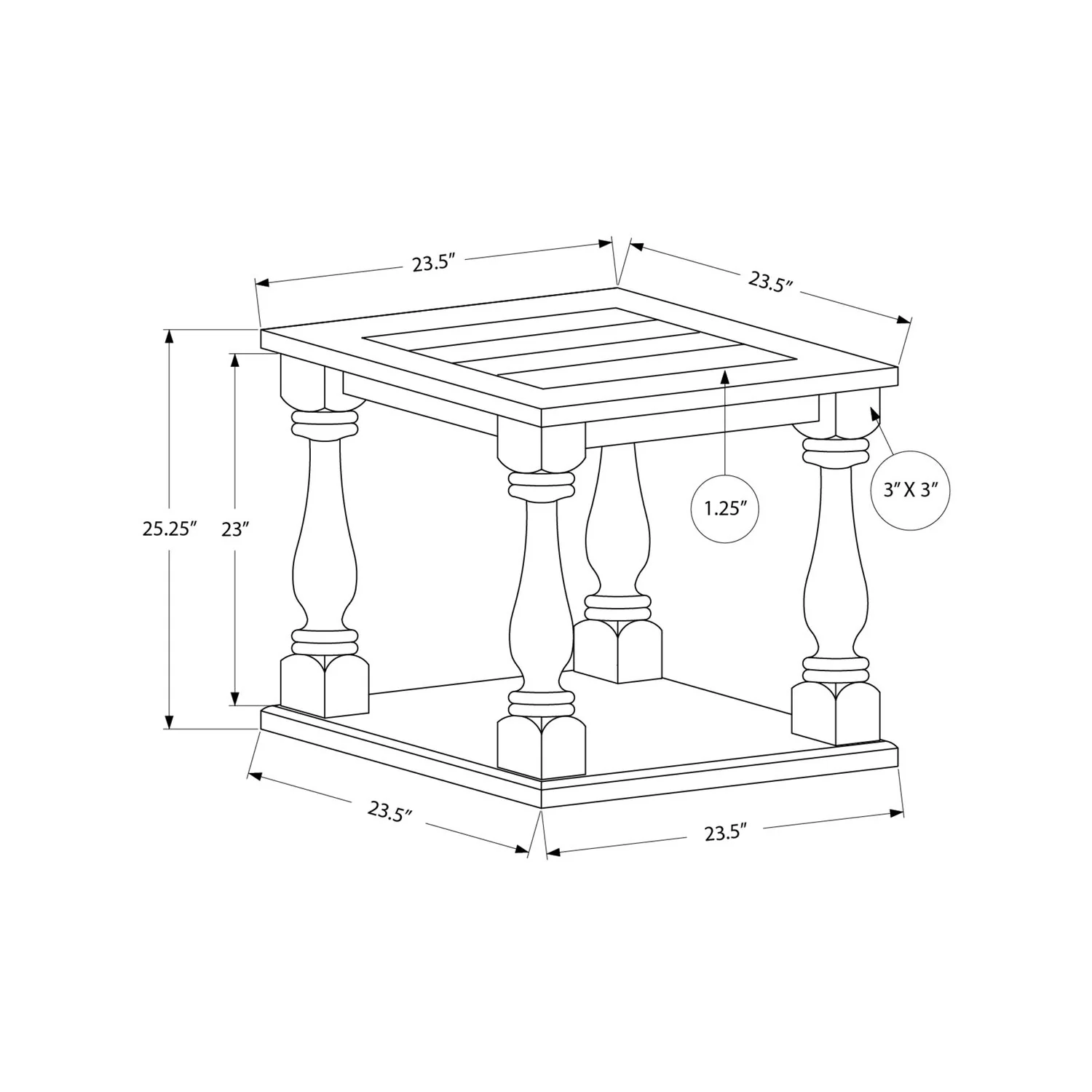 Accent Table, 2 Tier, Square, Traditional - Espresso - Image 2