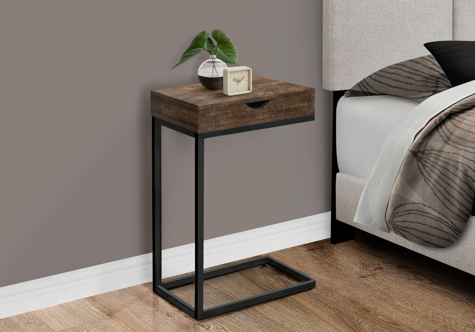 Accent Table, C - Shaped, Modern - Brown - Image 2