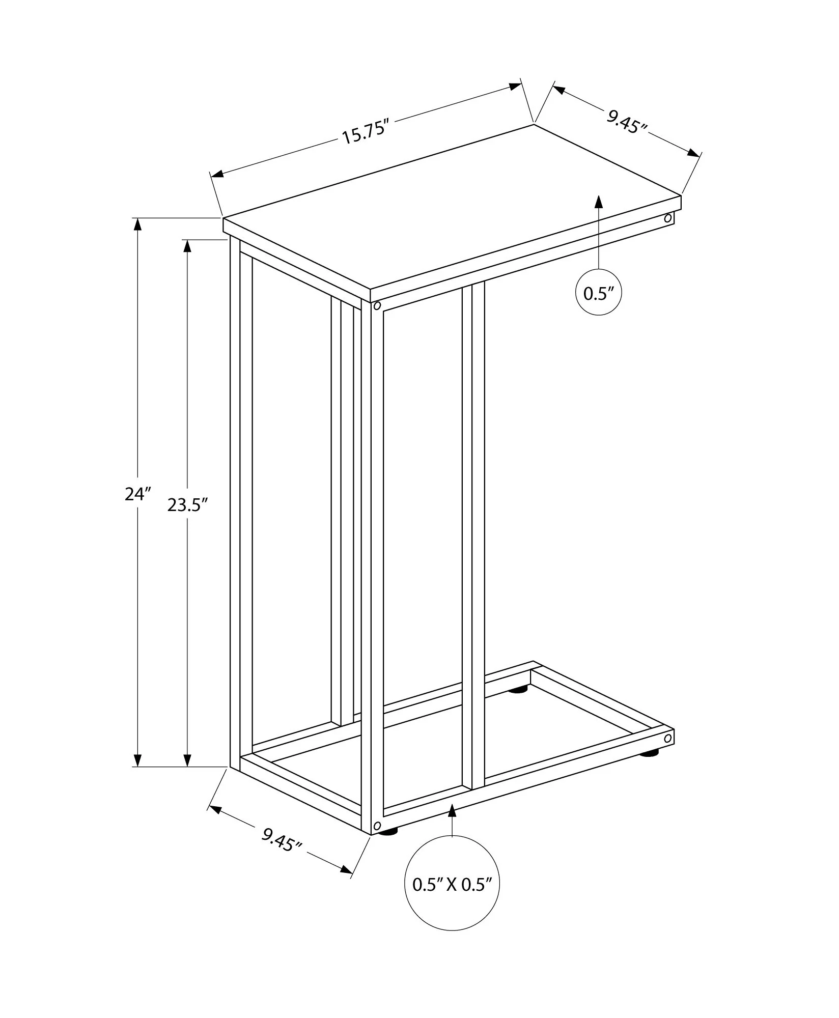 Accent Table, C - Shaped, Space-Saving Functionality - Image 9