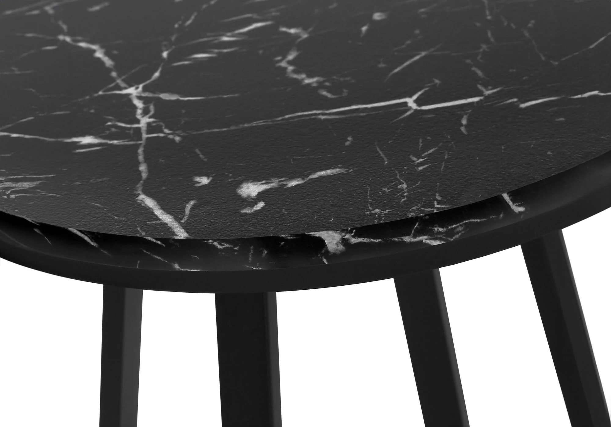 Accent Table, Side, Round Marble Look Contemporary & Modern - Black - Image 4