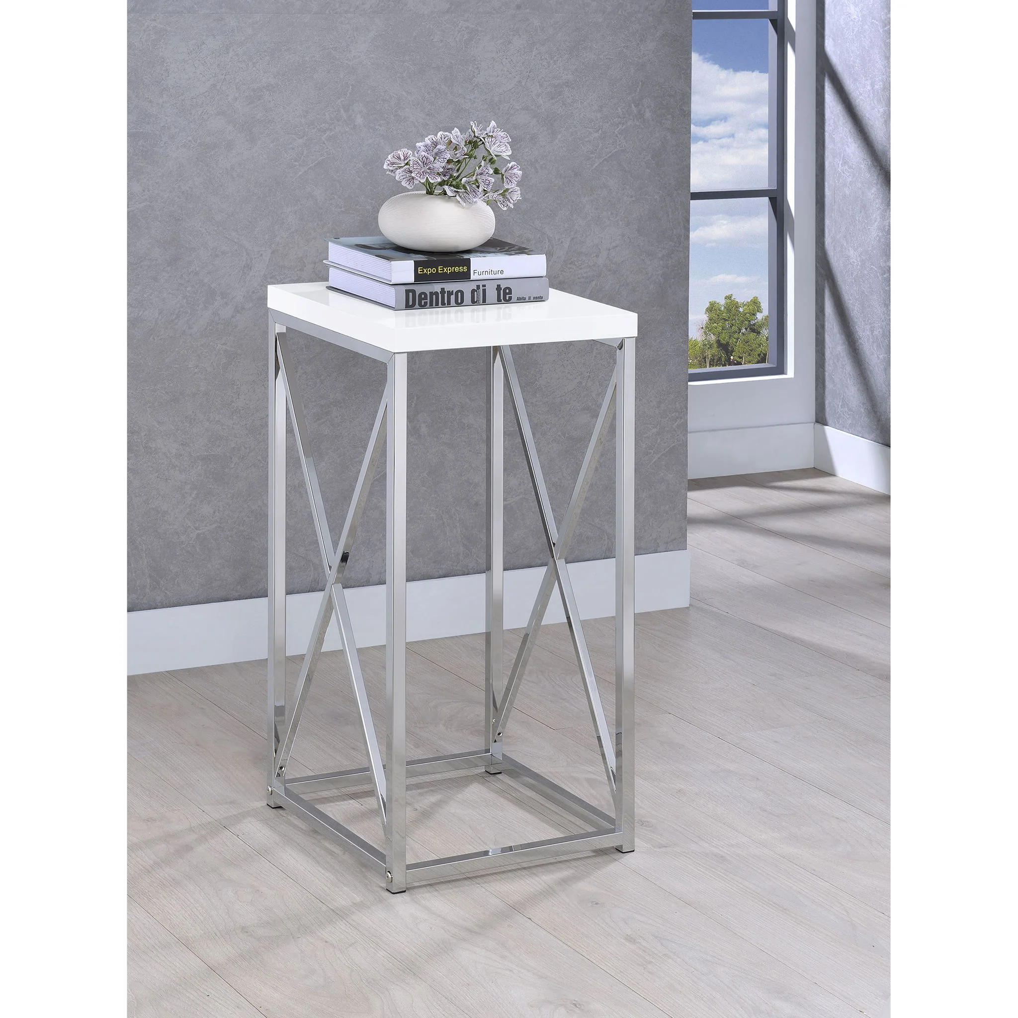 Accent Table With Accents - Glossy White - Image 3