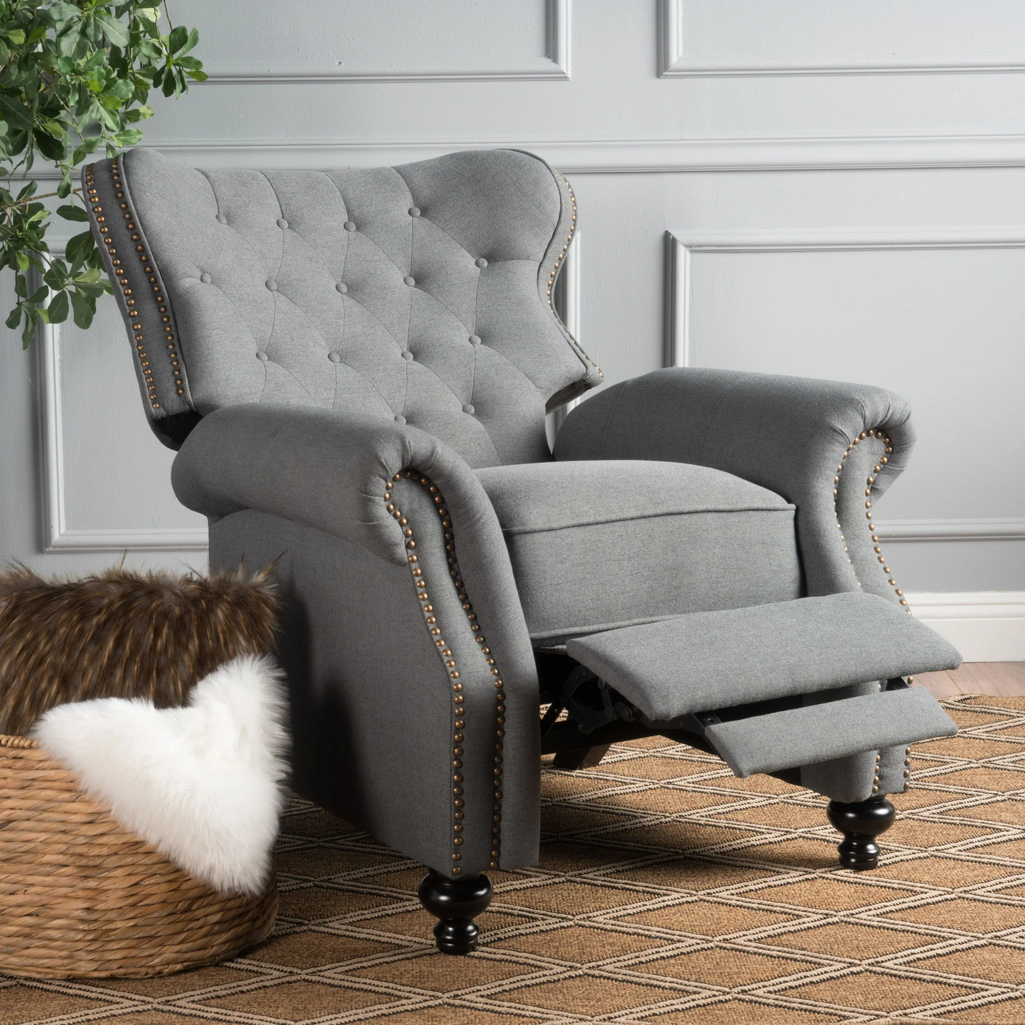 Accented Push Back Recliner Chair With Rolled Arms, Enjoy Cocooning Comfort - Image 24
